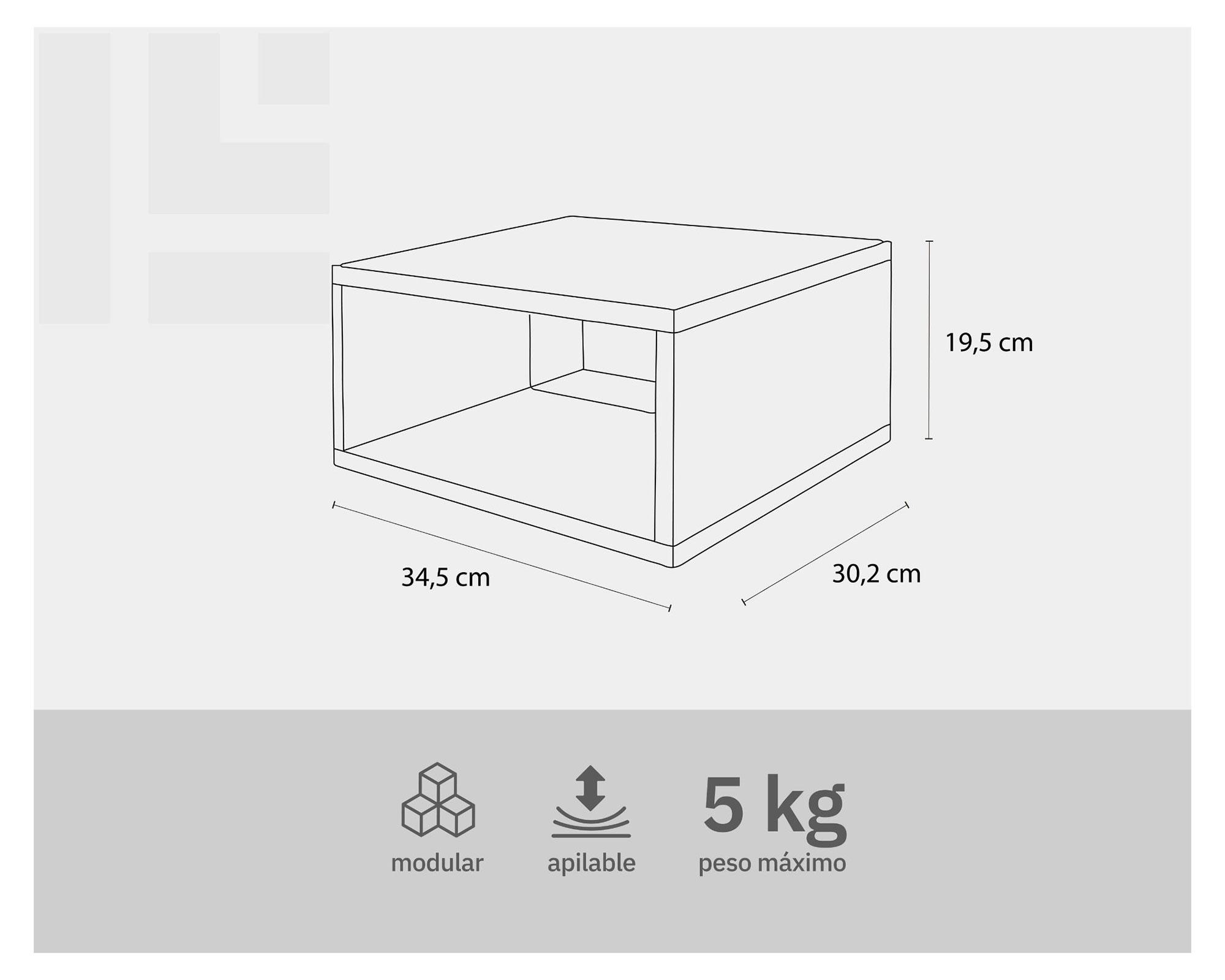 Estructura modular para canasto bajo blanco 34.5x30.2x19.5 cm-4