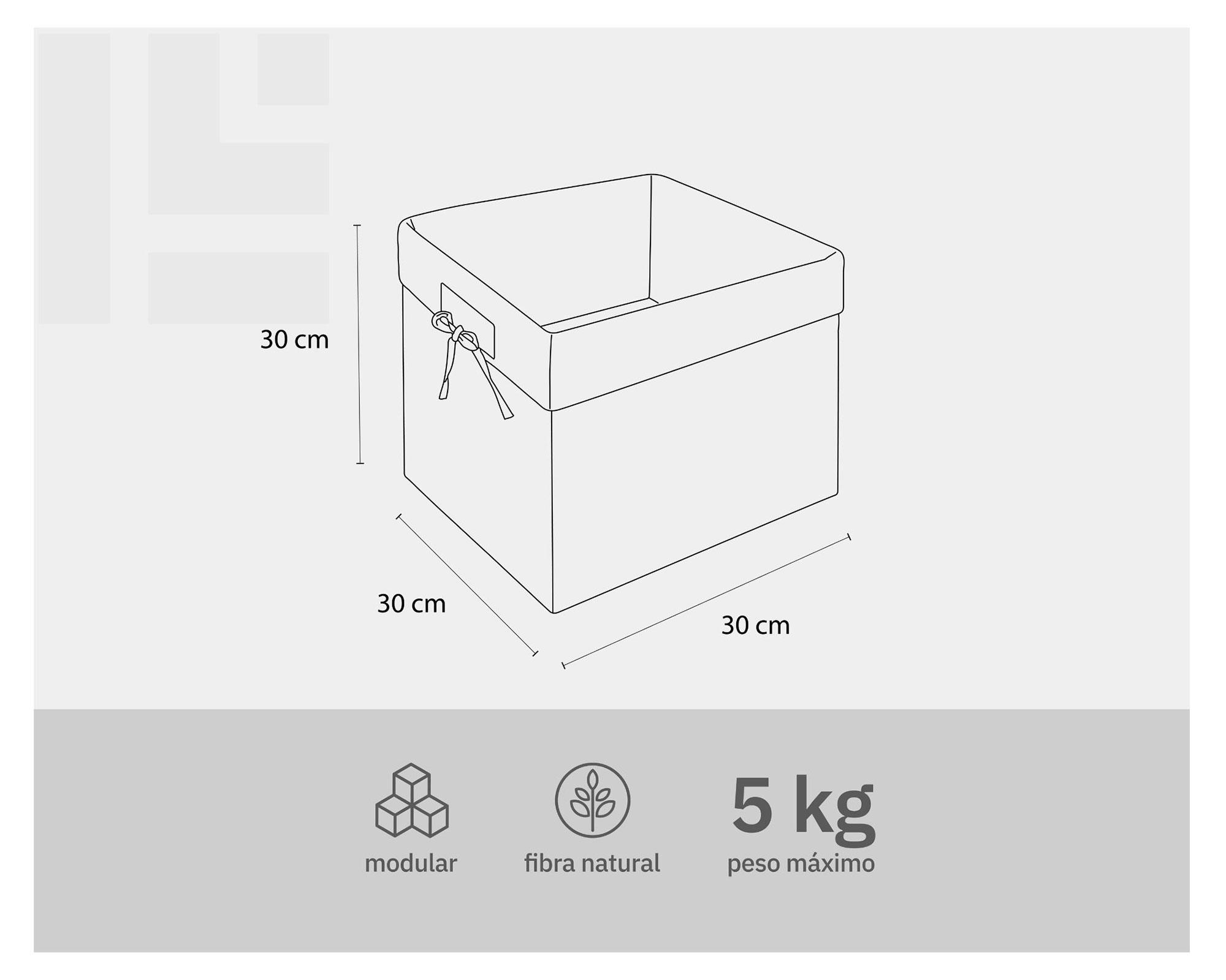Canasto mimbre/tela 20 lt natural 30x30x30 cm-5