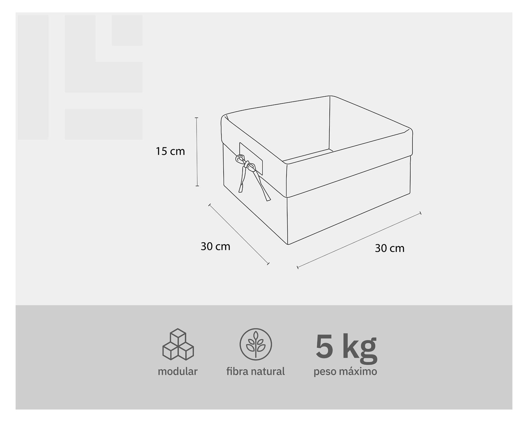 Canasto mimbre/tela 10 lt blanco 30x30x15 cm-5