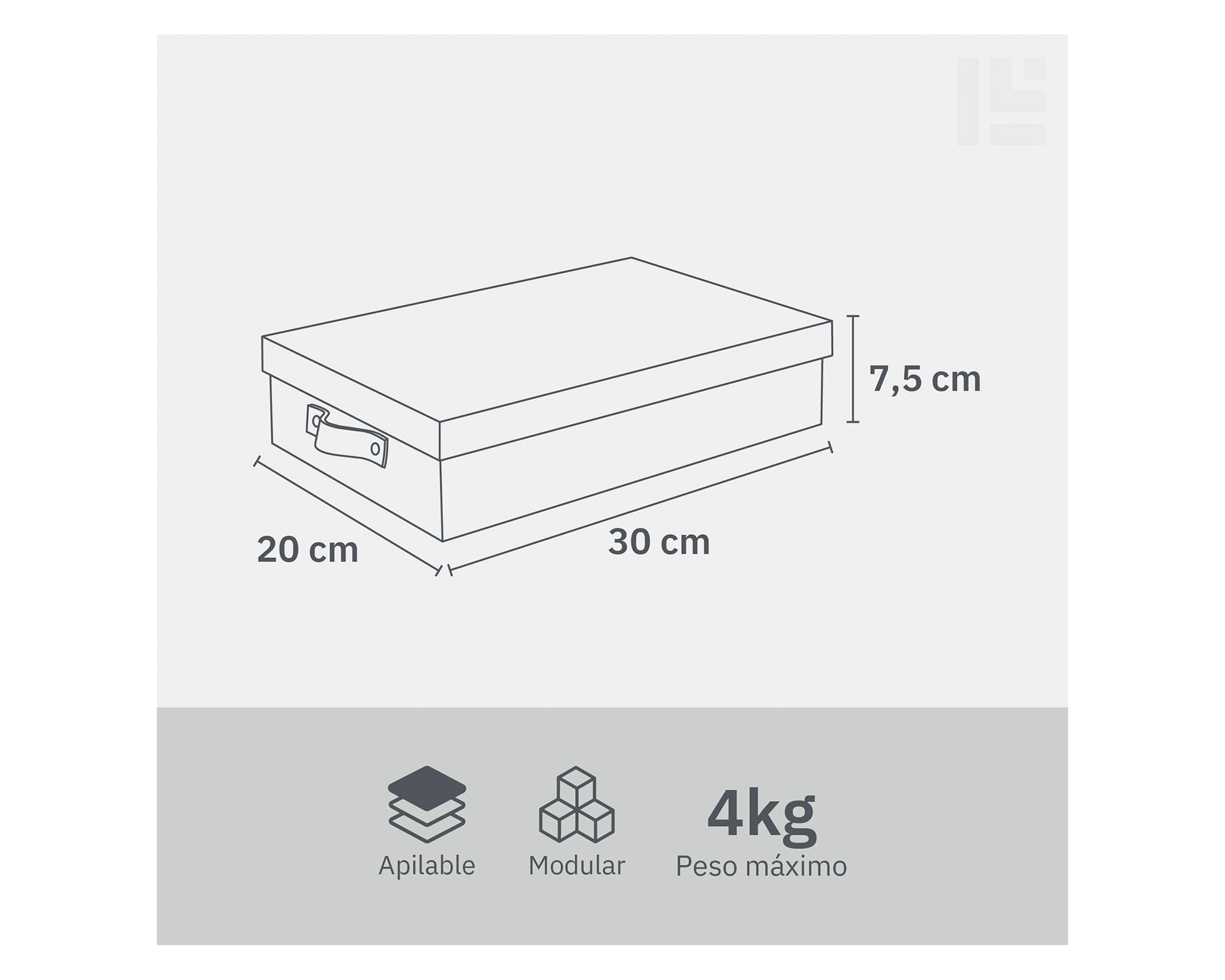Caja plana rígida con asa gris 7.5x20x30 cm-3