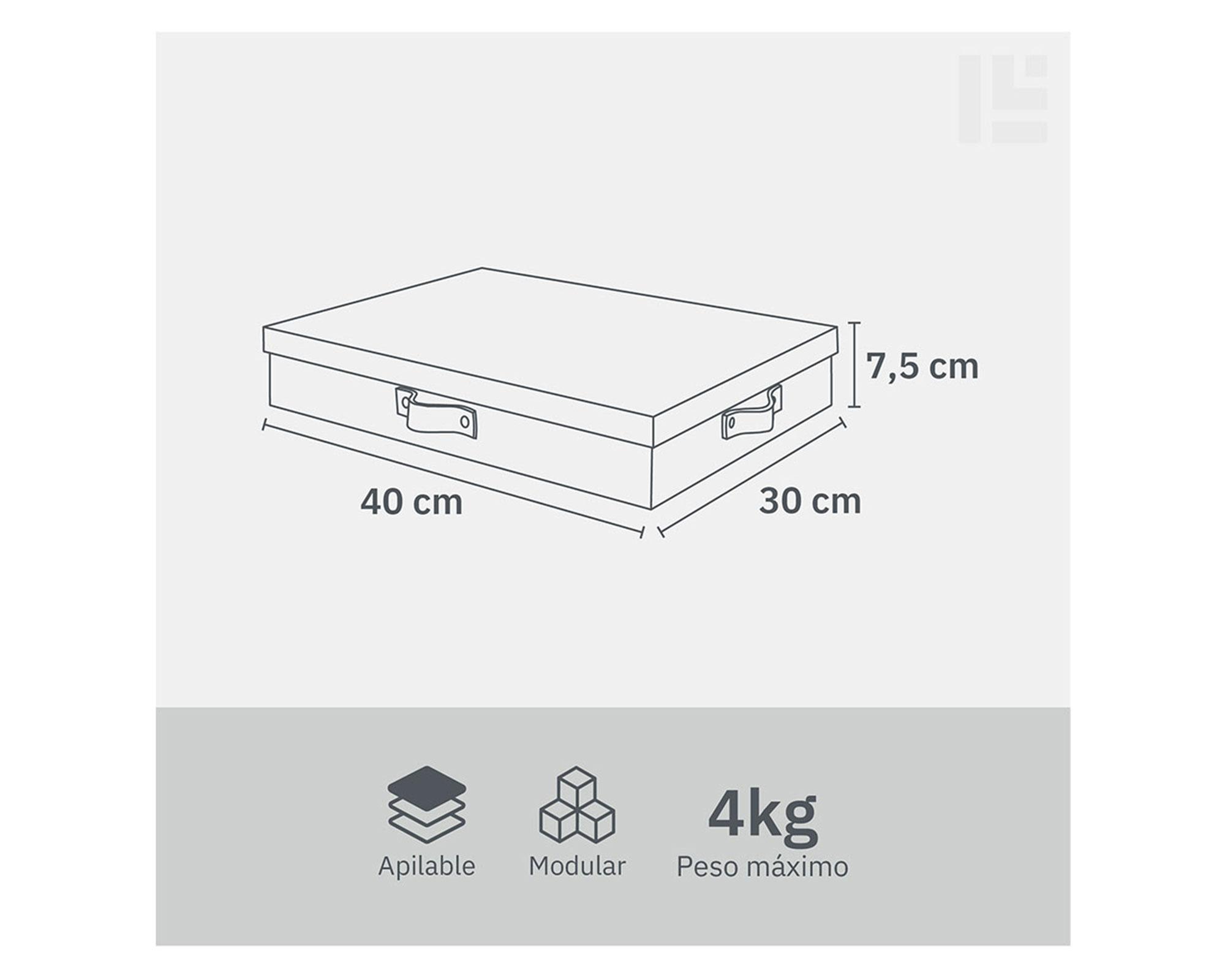Caja plana rígida con asa gris 7.5x30x40 cm-3