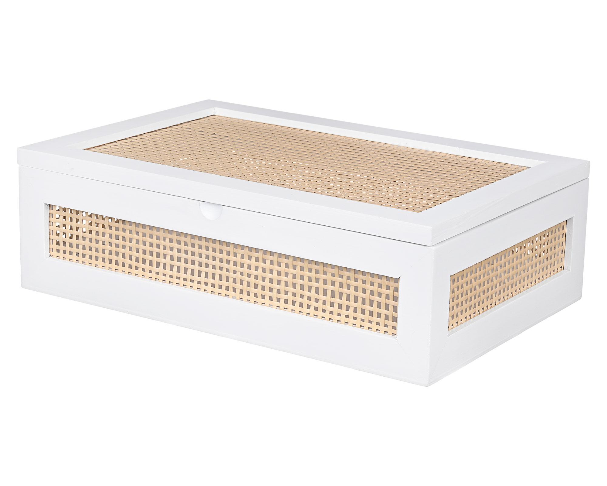 Caja rígida ratán natural/blanco S-1