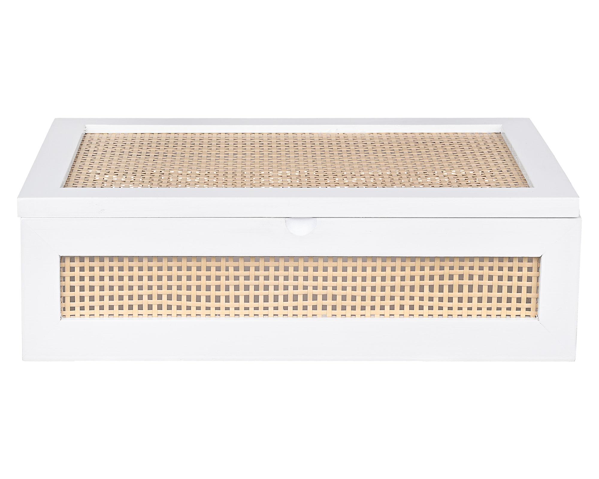 Caja rígida ratán natural/blanco S-0