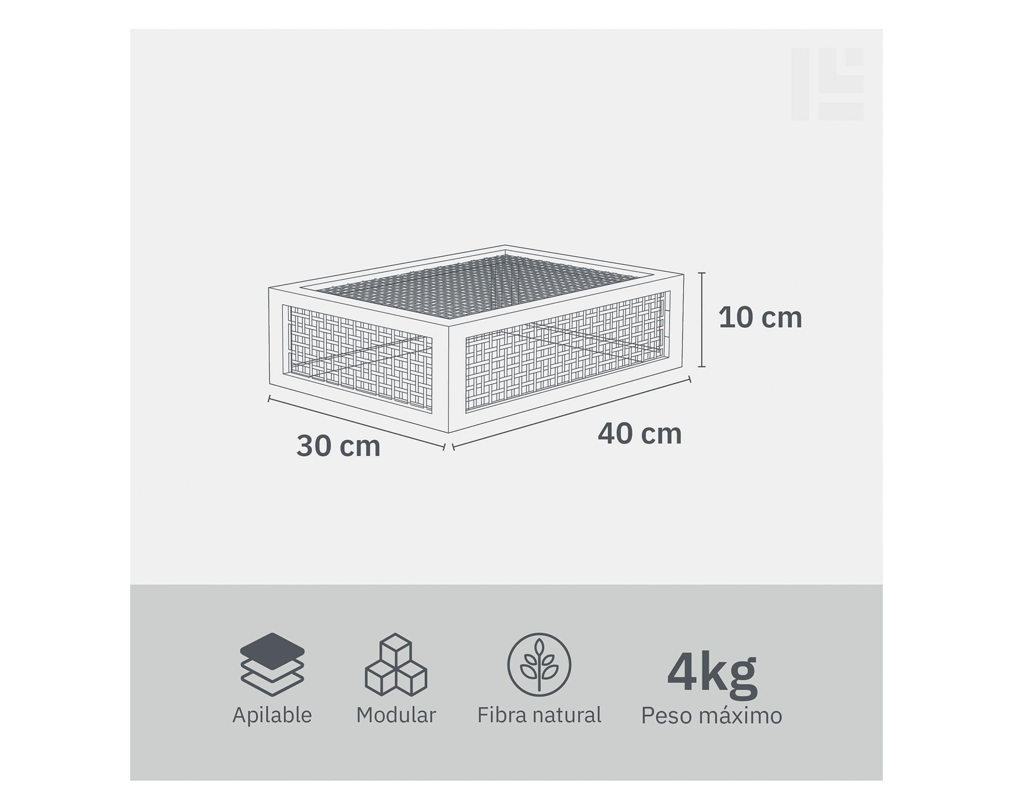 Caja rígida ratán natural/blanco M-4