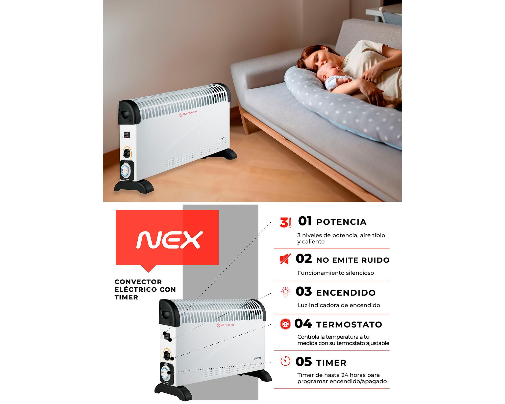 Convector eléctrico EC2000T 1800W blanco-5