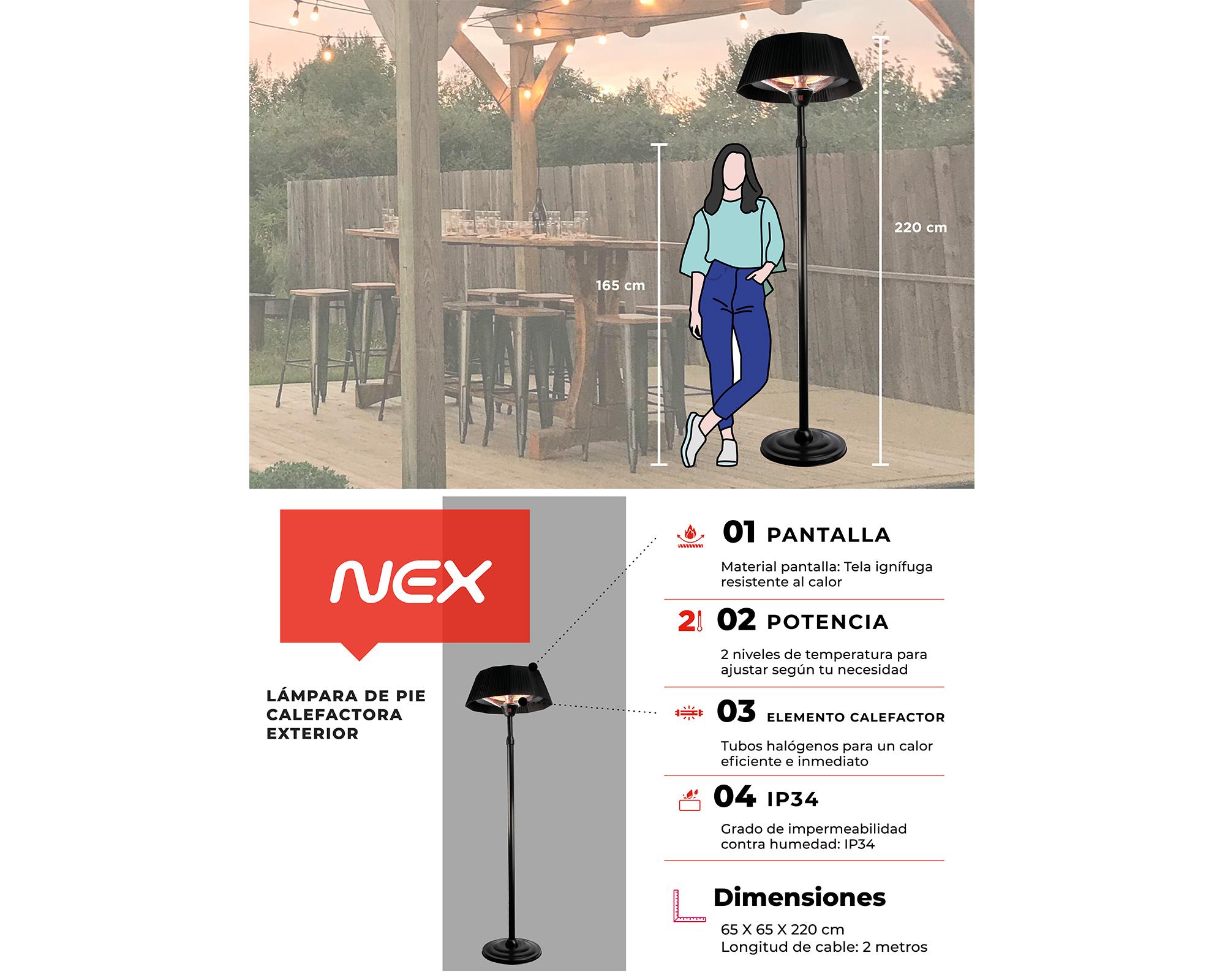 Patio Heater pie PHSTLAMP 2000W negro-7