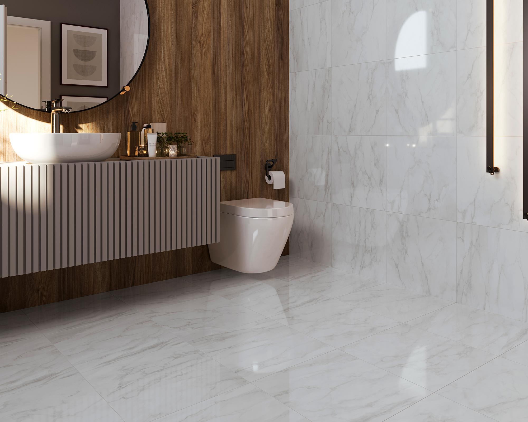Cerámica para piso Calacata plus blanco brillante 59x59 cm 2.44 m2-2