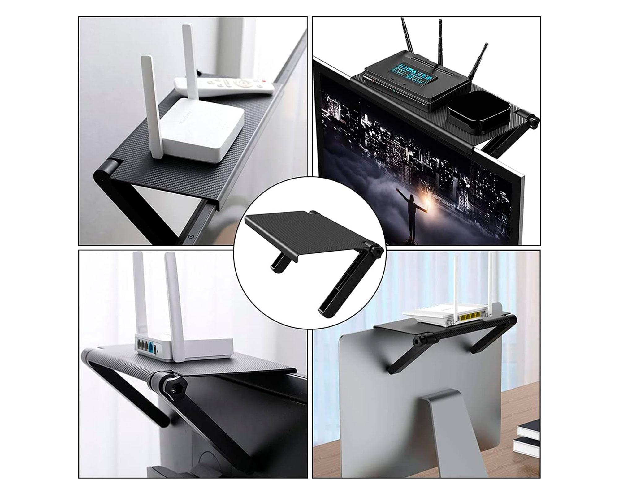 Soporte repisa sobre pantallas negro-4