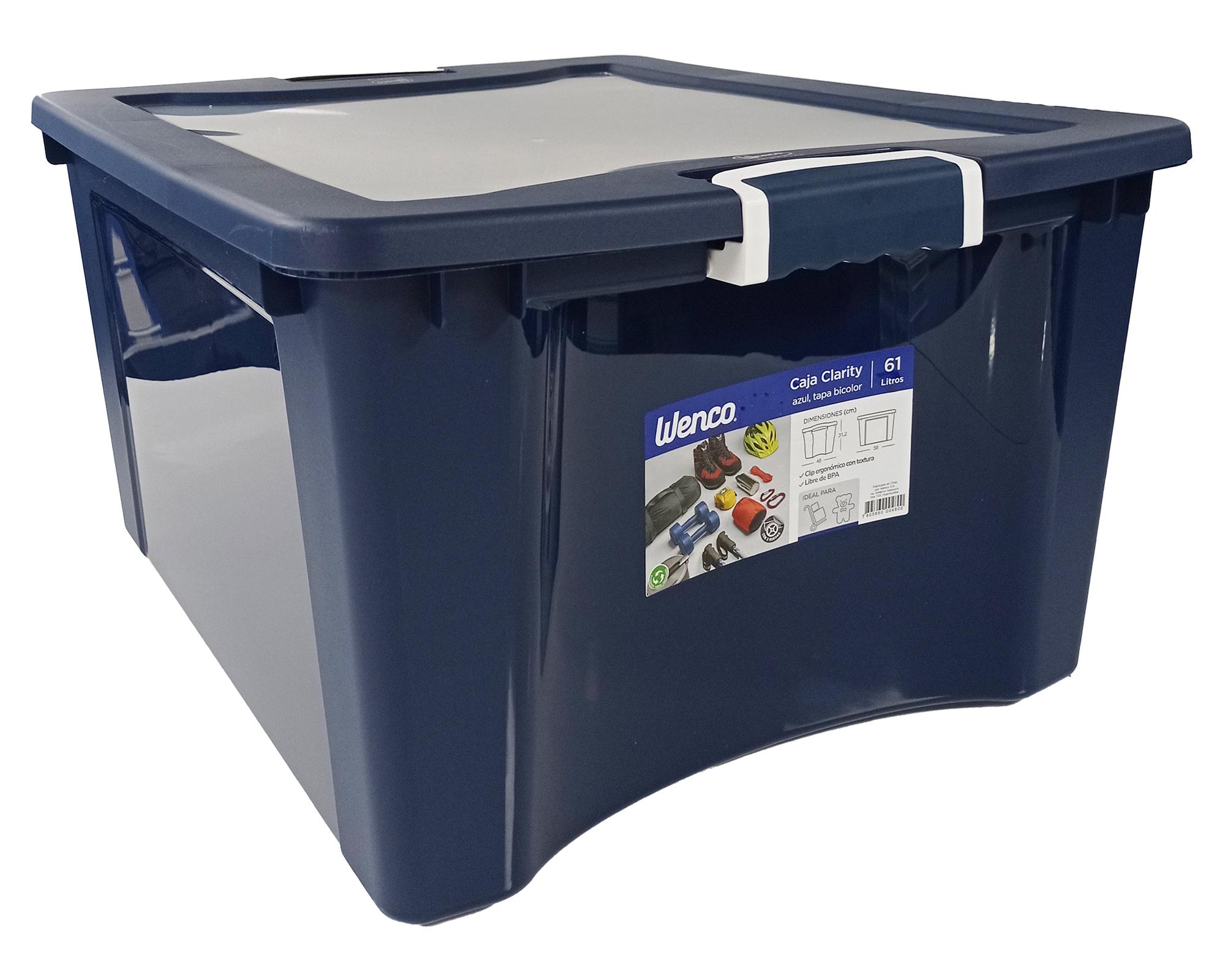 Caja organizadora Clarity azul polietileno 61 lt-0