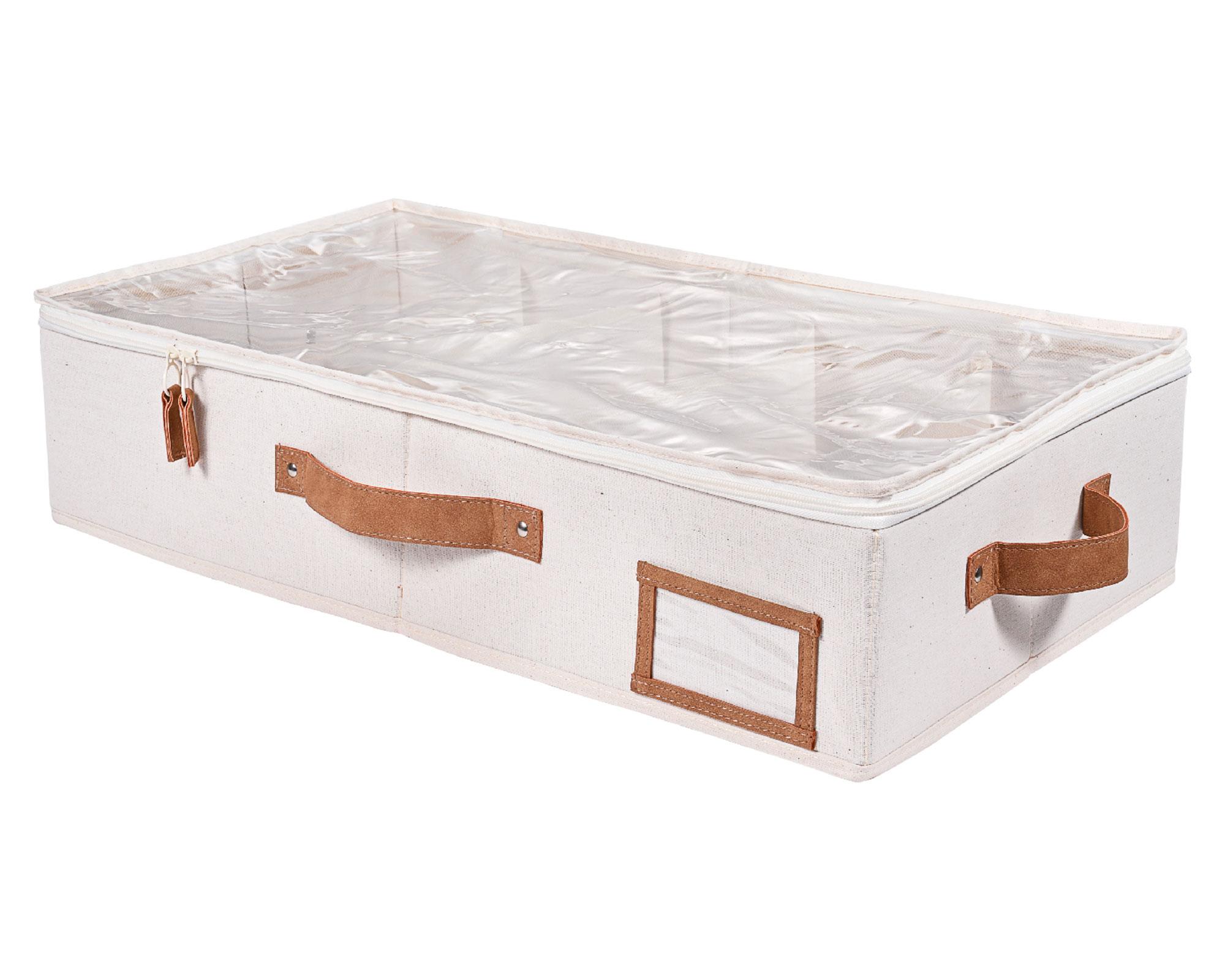 Organizador bajo cama visor superior crudo 13x60x32 cm-0