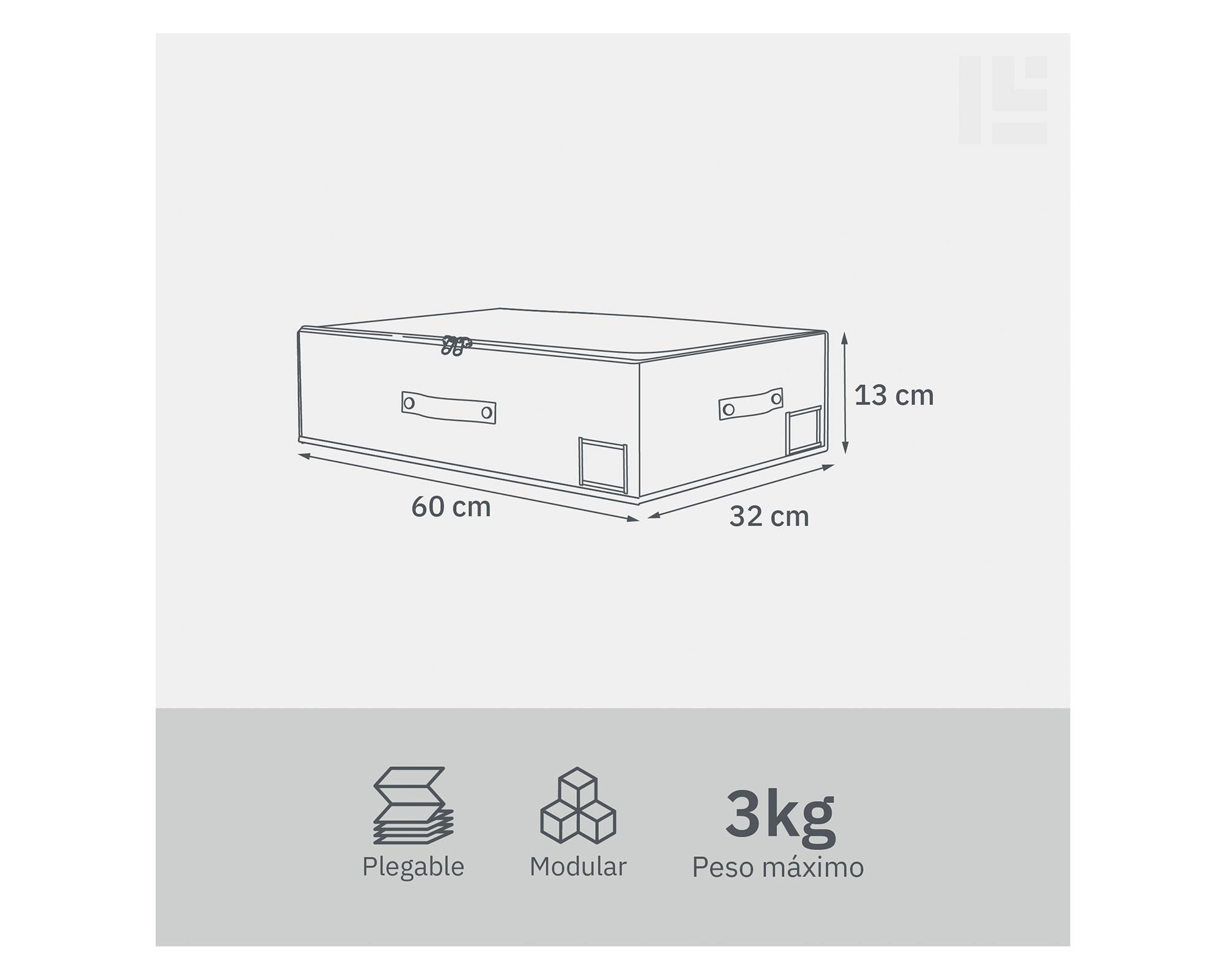 Organizador bajo cama visor superior crudo 13x60x32 cm-4