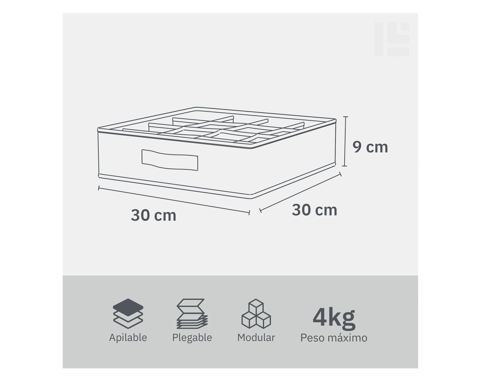 Organizador tela 16 espacios crudo 9x30x30 cm-2