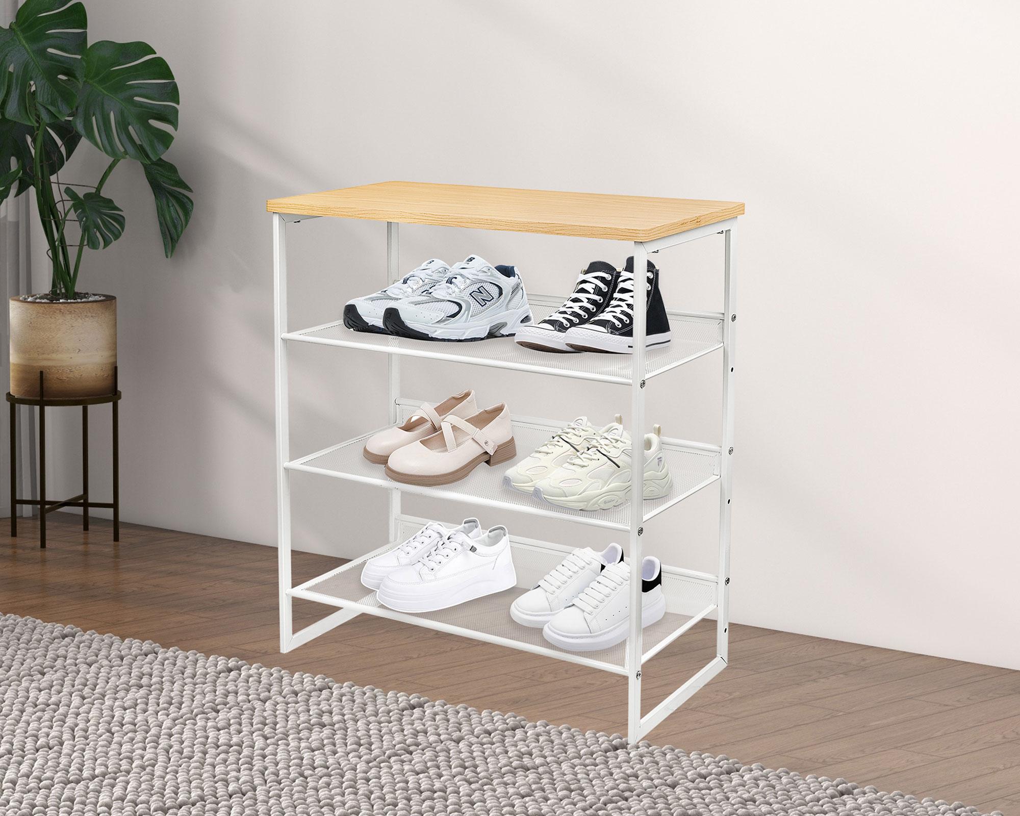 Zapatero 4 niveles malla blanco 76x64x33 cm-5