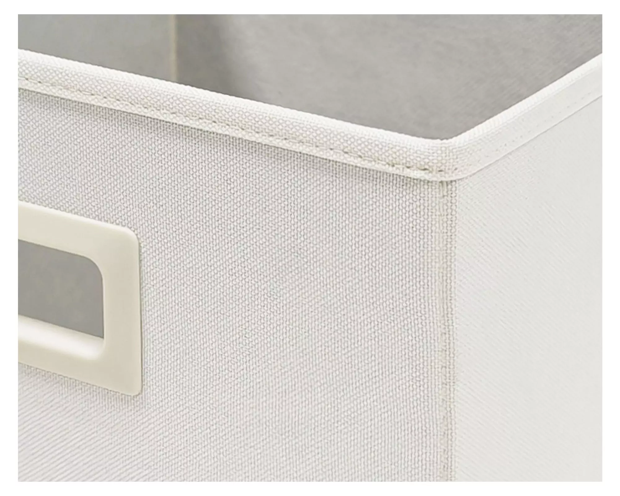 Canasto plegable textil con asa crema 30x30x30 cm-2