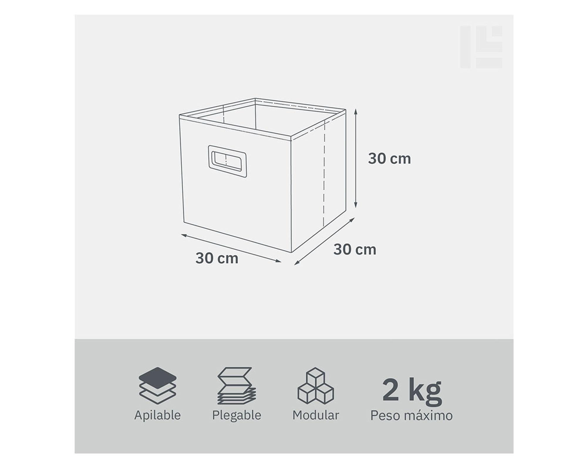 Canasto plegable textil alto melange 30x30x30 cm-2