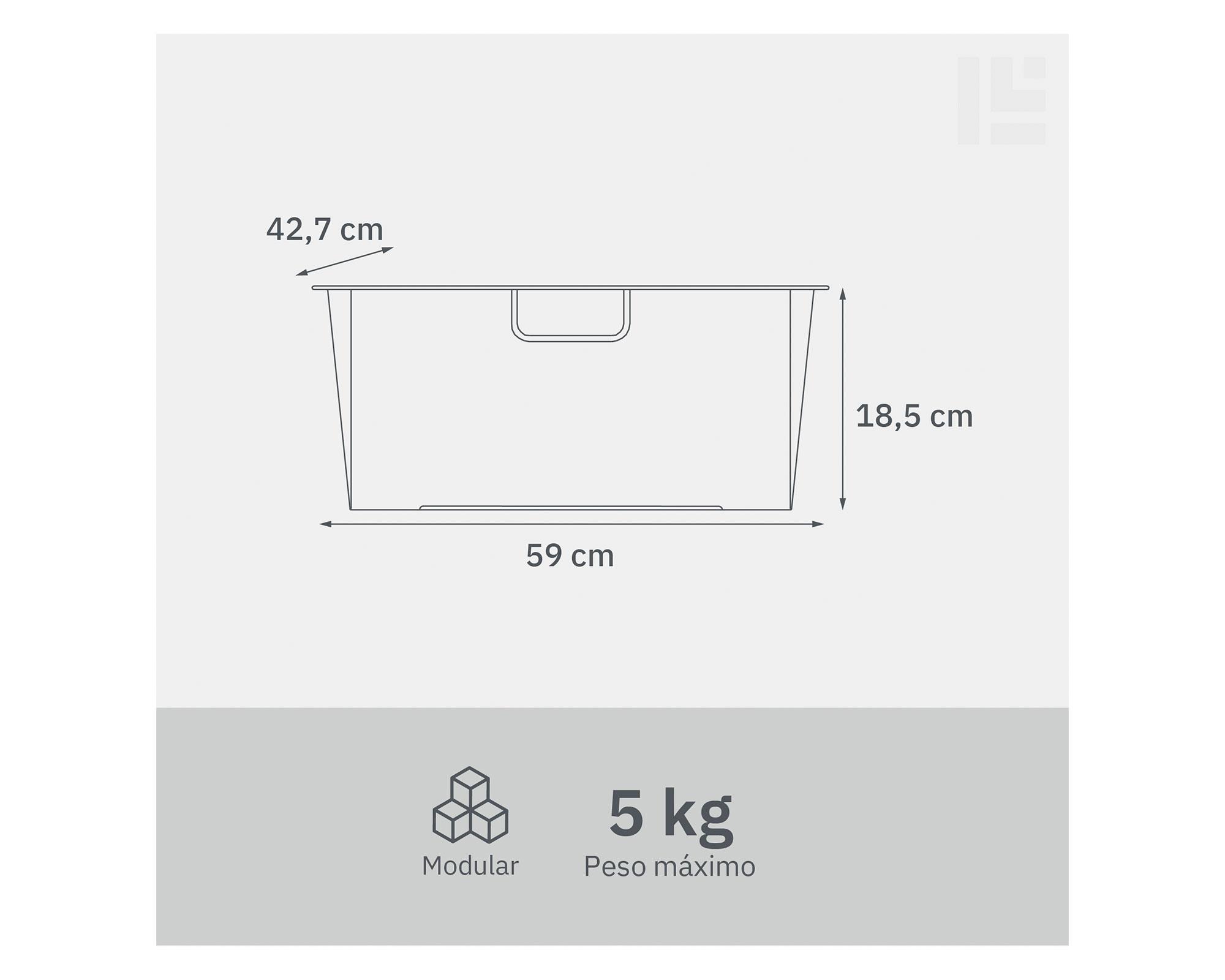 Canasto Malla grafito 18.5x59x42.7 cm-3