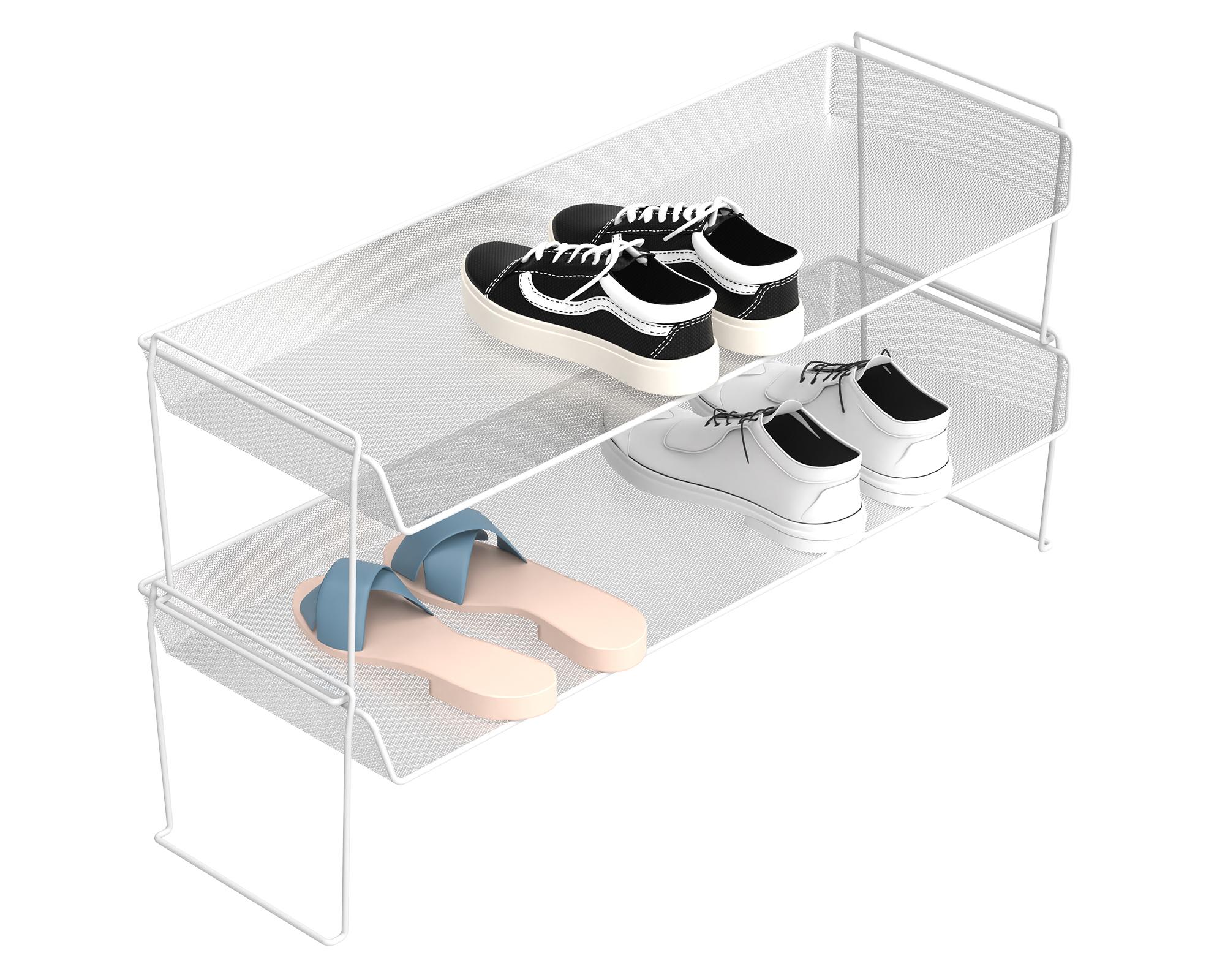 Zapatero apilable Malla blanco-3