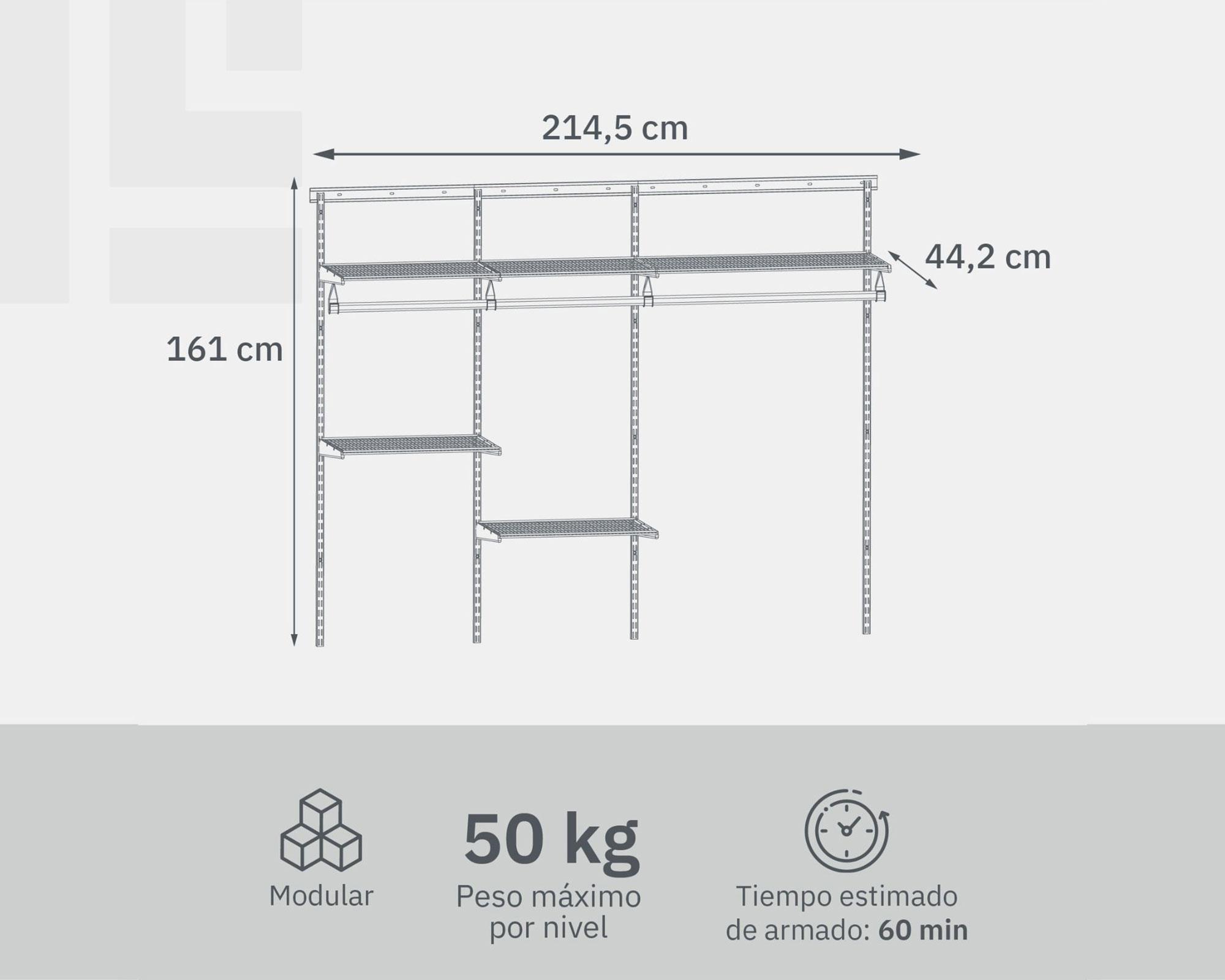 Kit sistema modular metálico triple grafito-5