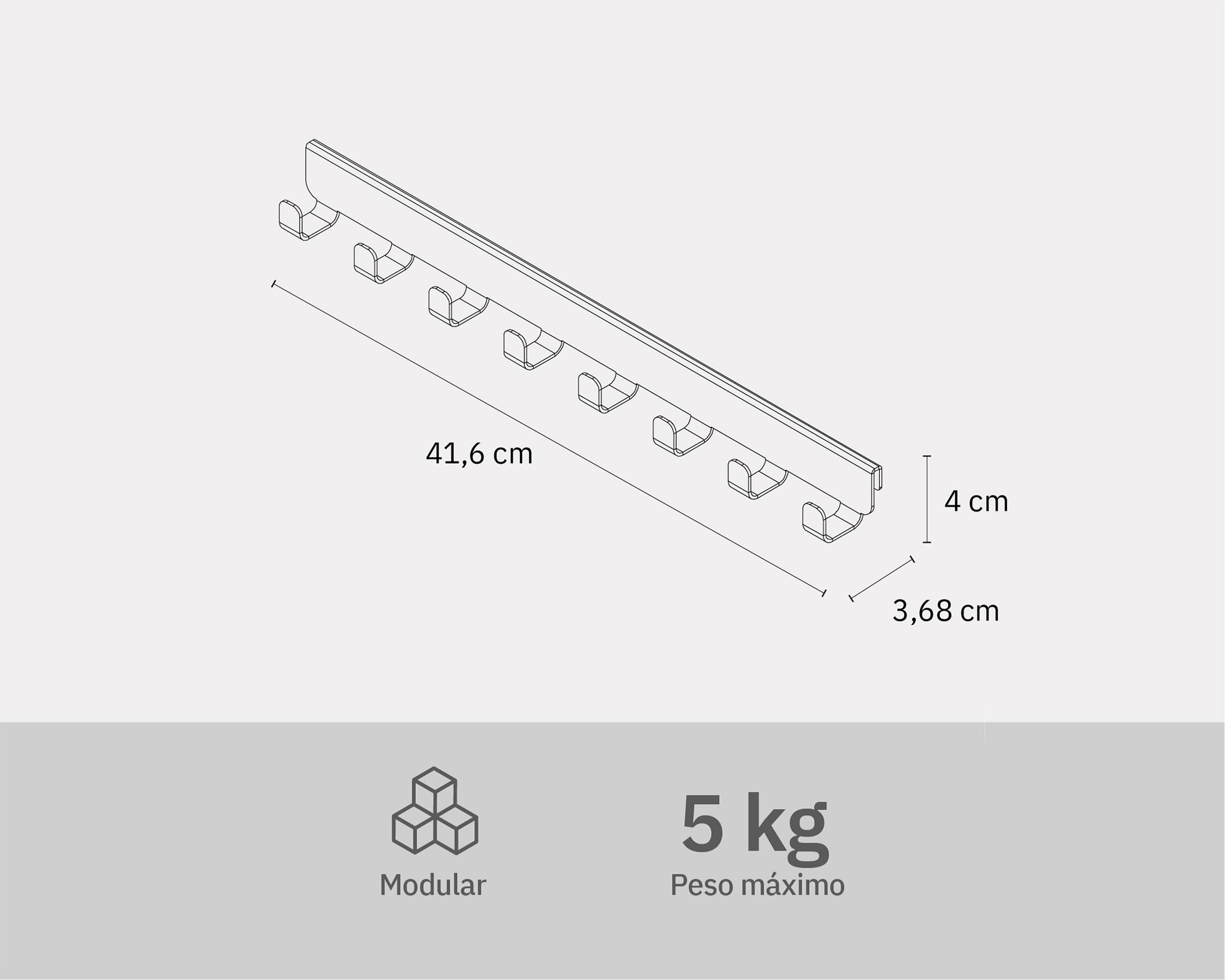 Perchera metal para escuadra 8 ganchos blanco-5