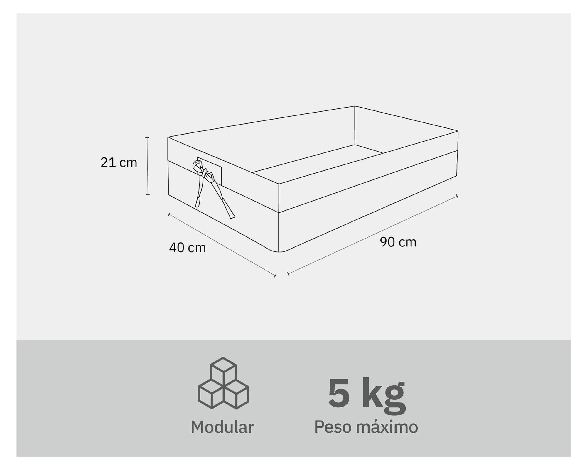 Canasto modular símil ratán con tela L grafito 40x90x21 cm-6