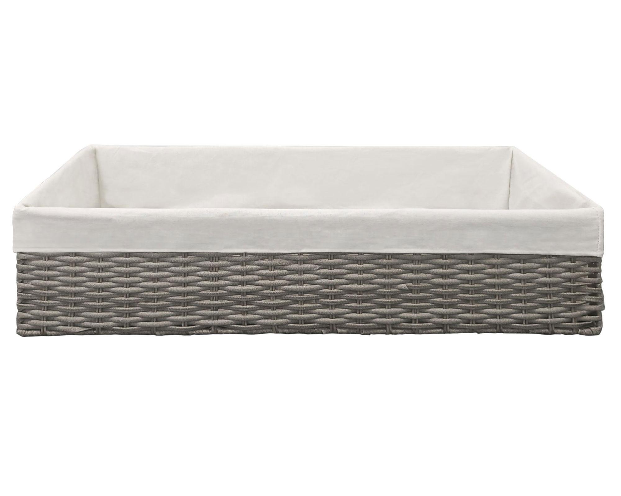 Canasto modular símil ratán con tela L grafito 40x90x21 cm-0