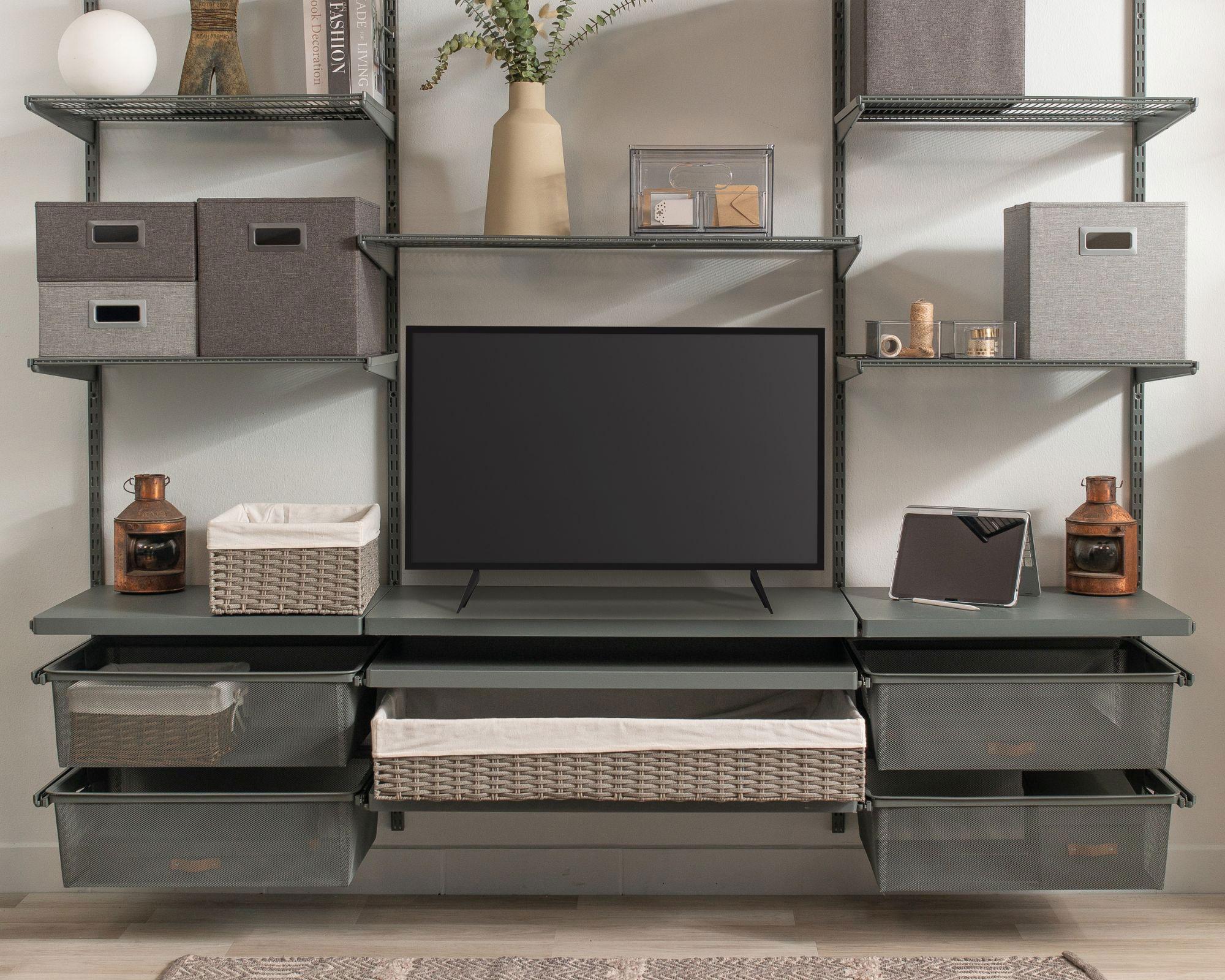 Canasto modular símil ratán con tela L grafito 40x90x21 cm-4