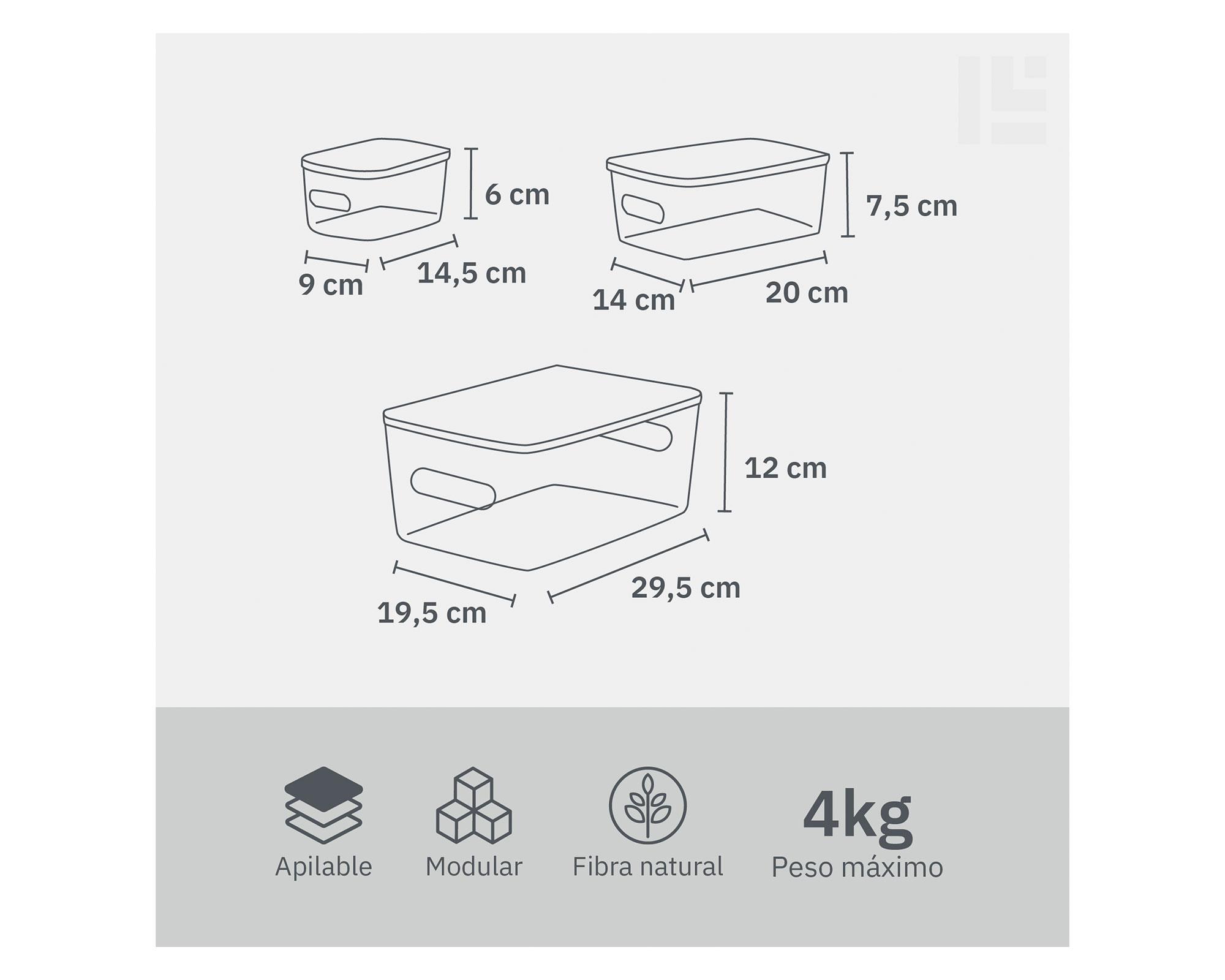 Caja organizadora tapa bambú 4 piezas-4