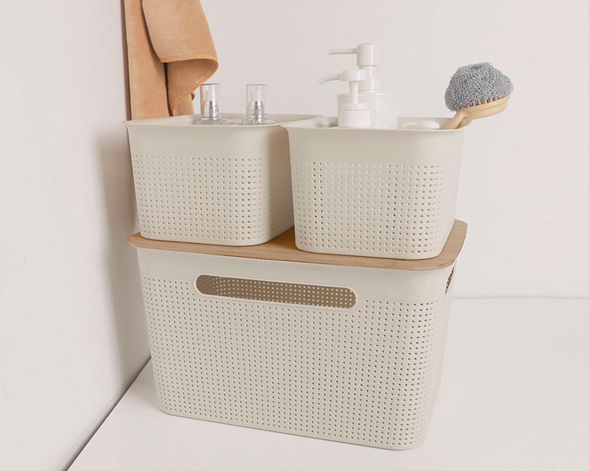 Caja organizadora modular L beige plástico 37x27x21 cm-4