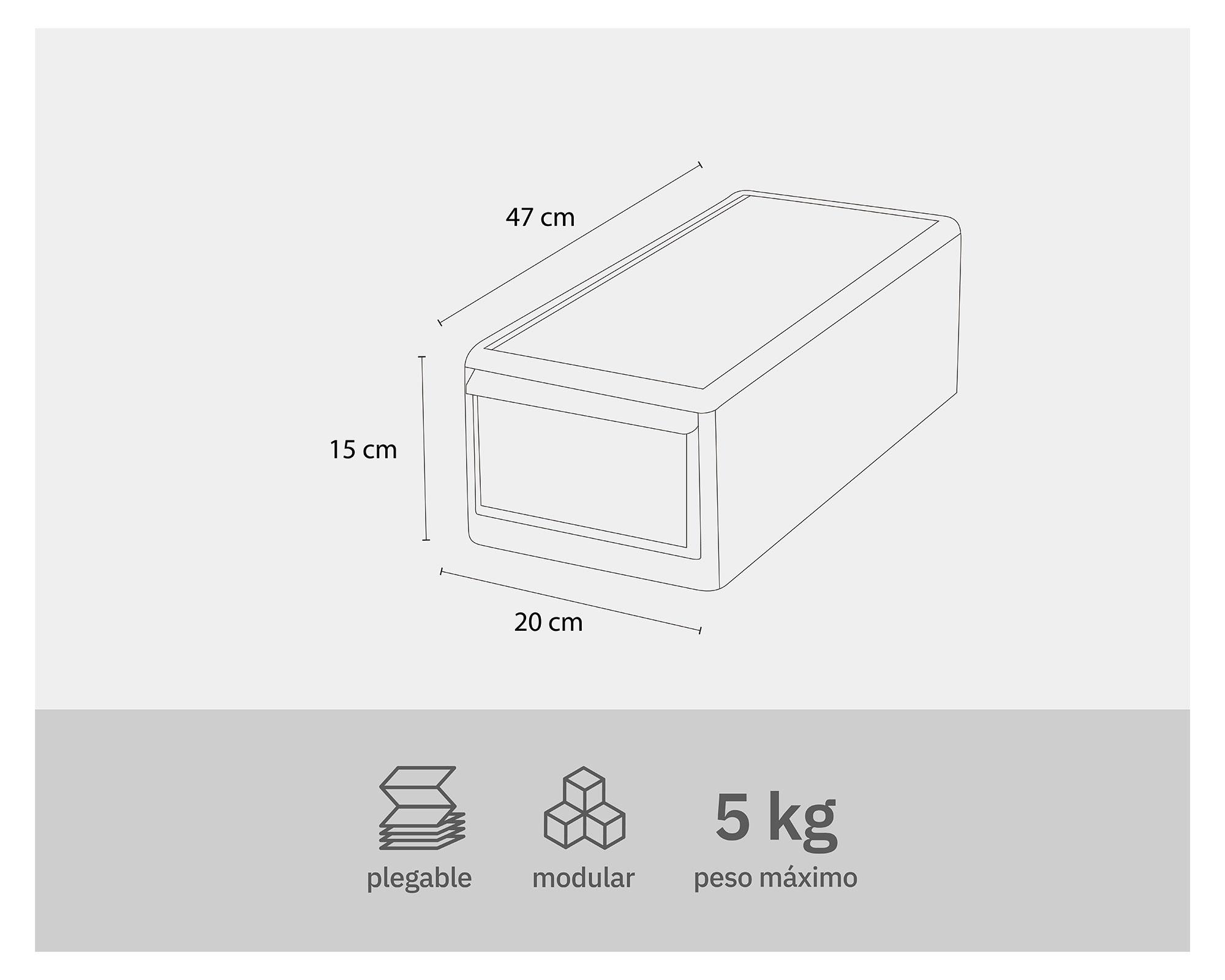 Cajonera modular baja grafito 47x20x15 cm-6