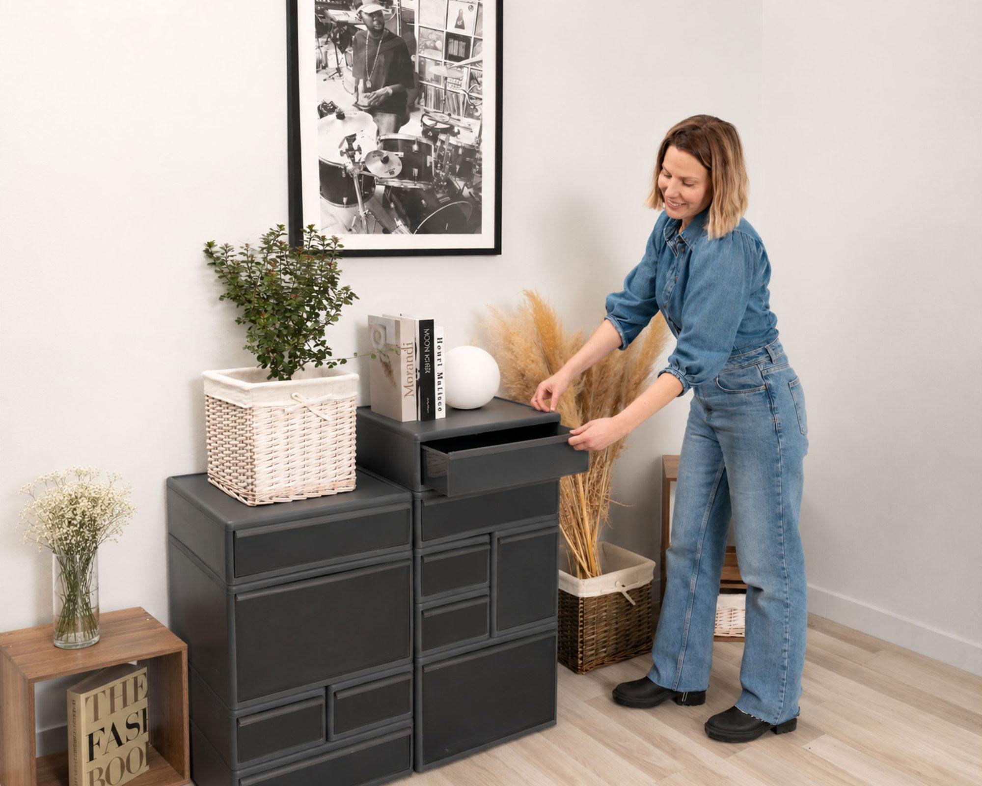 Cajonera modular baja grafito 47x40x15 cm-4