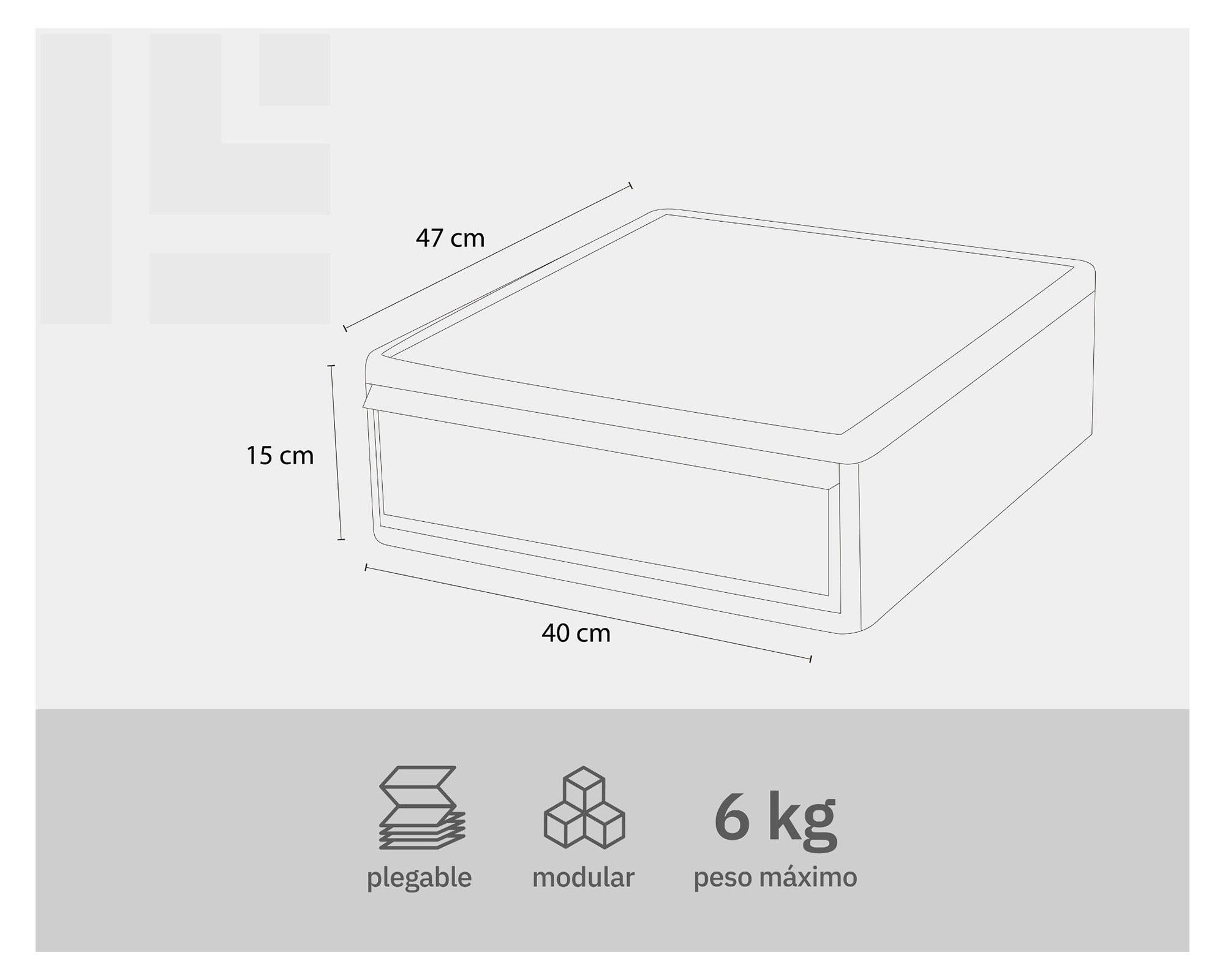 Cajonera modular baja grafito 47x40x15 cm-6