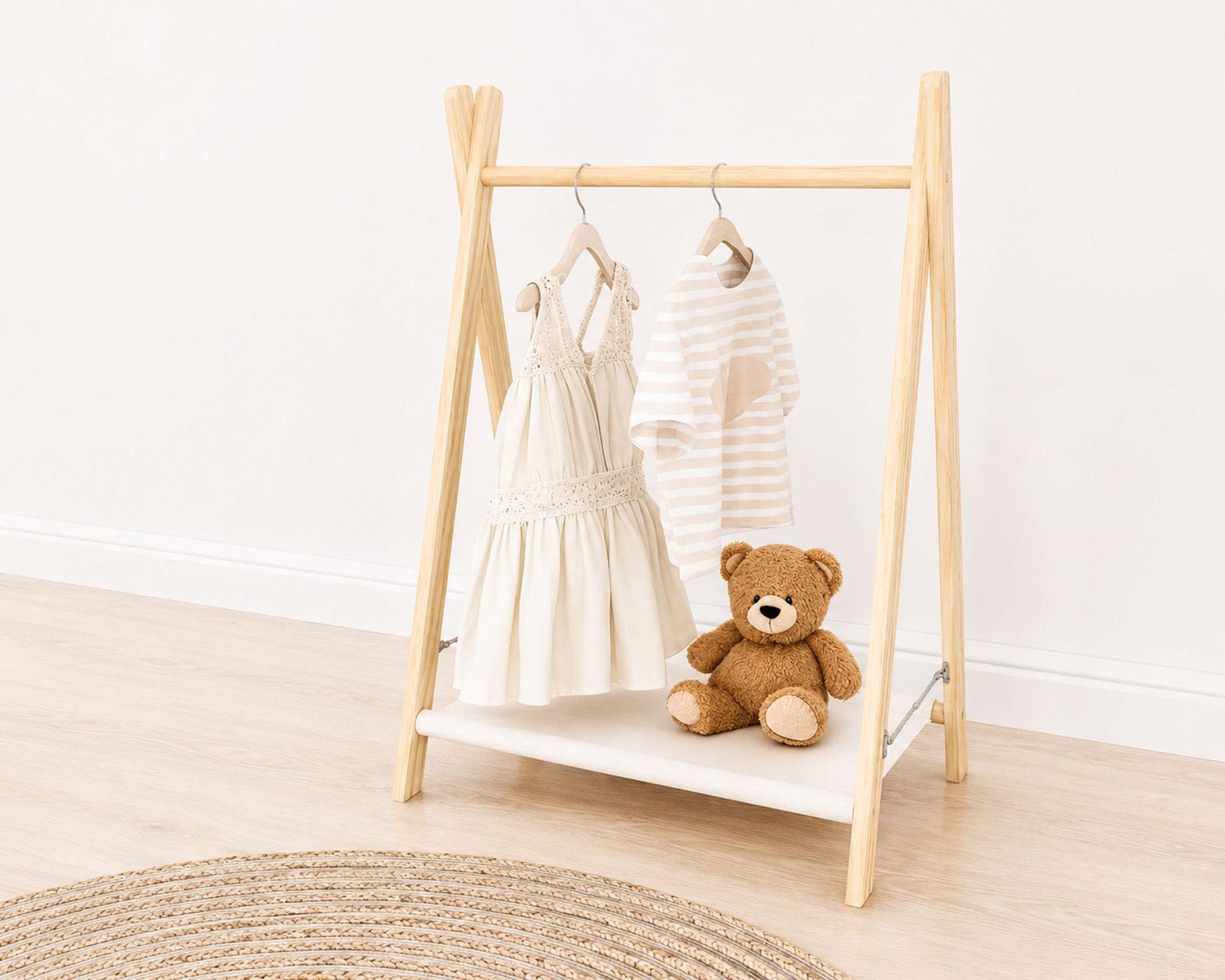 Clóset infantil con tela natural 55x40x82 cm-3