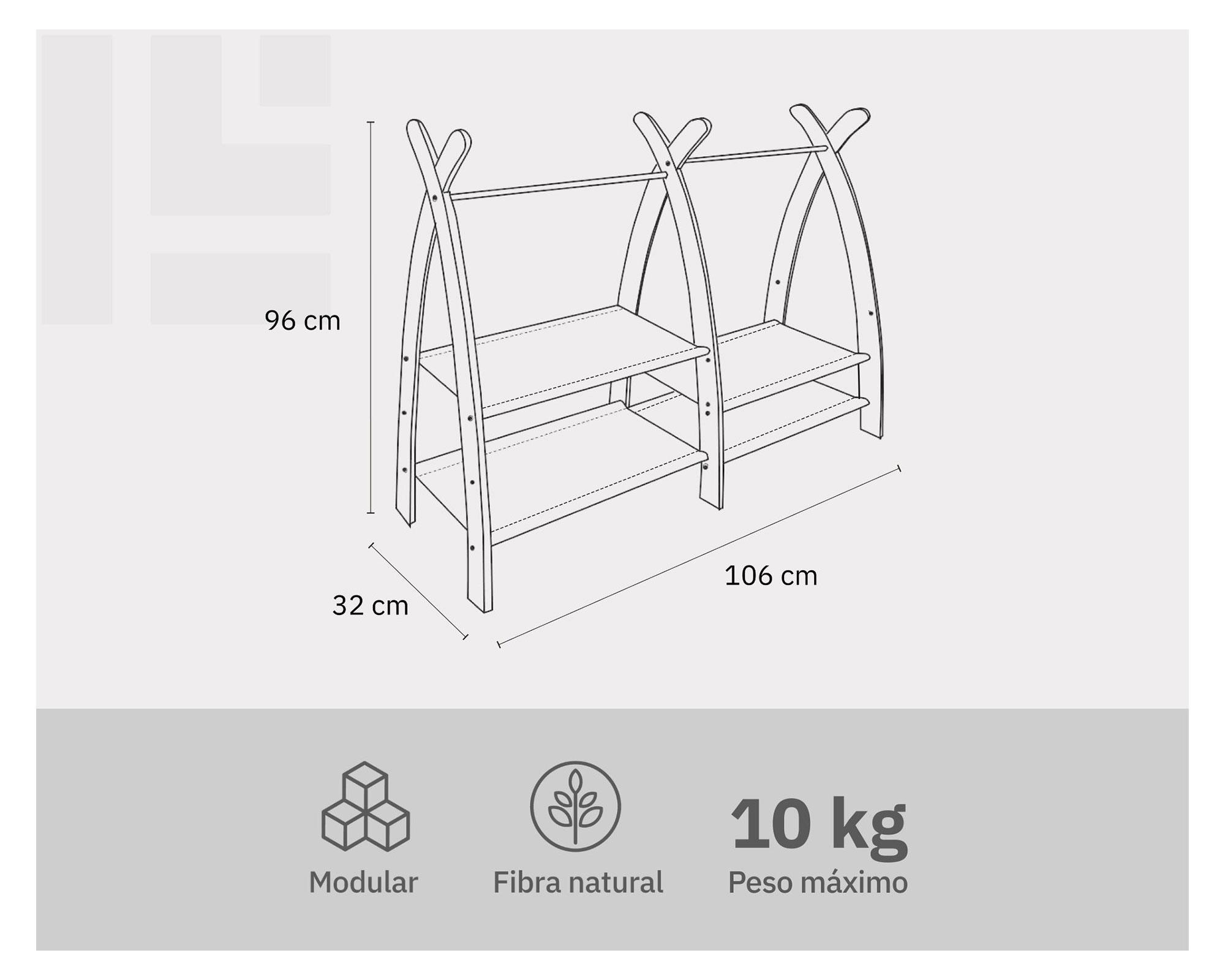 Clóset infantil con tela natural 106x32x96 cm-5