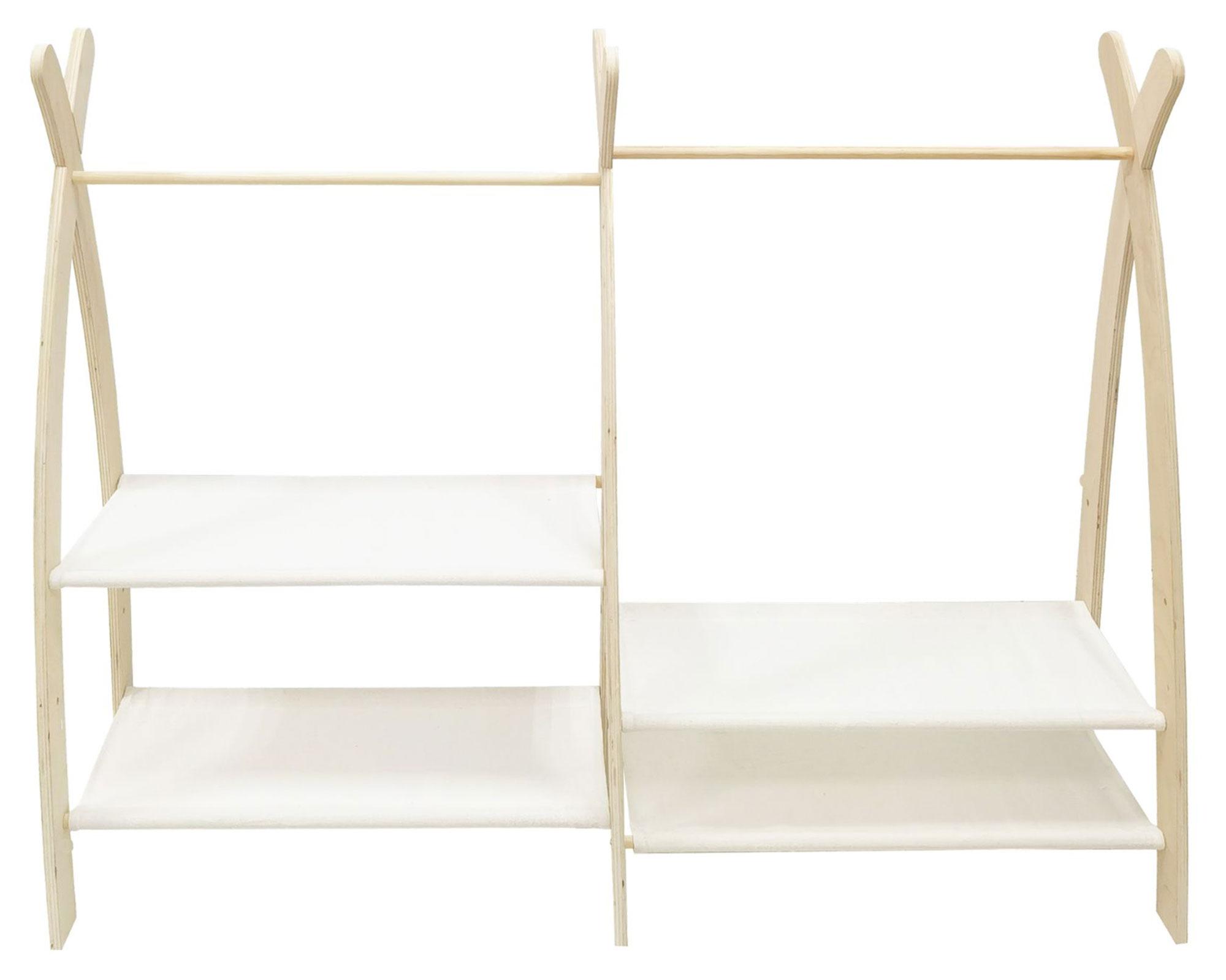 Clóset infantil con tela natural 106x32x96 cm-0