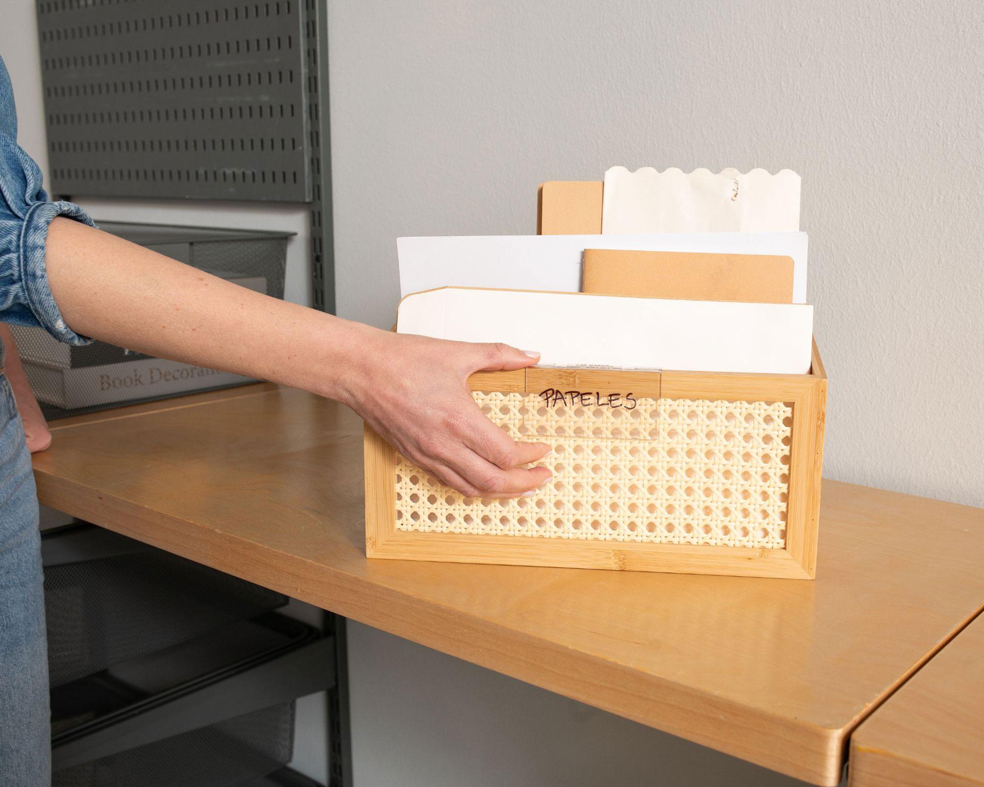 Organizador escritorio bambú símil ratán-4