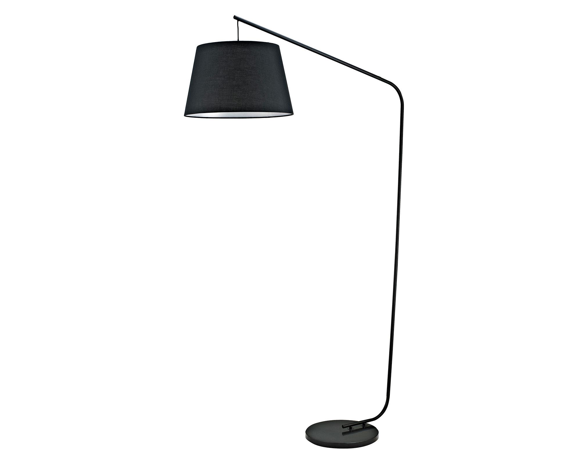 Lámpara pie 1L E27 pantalla negro-0
