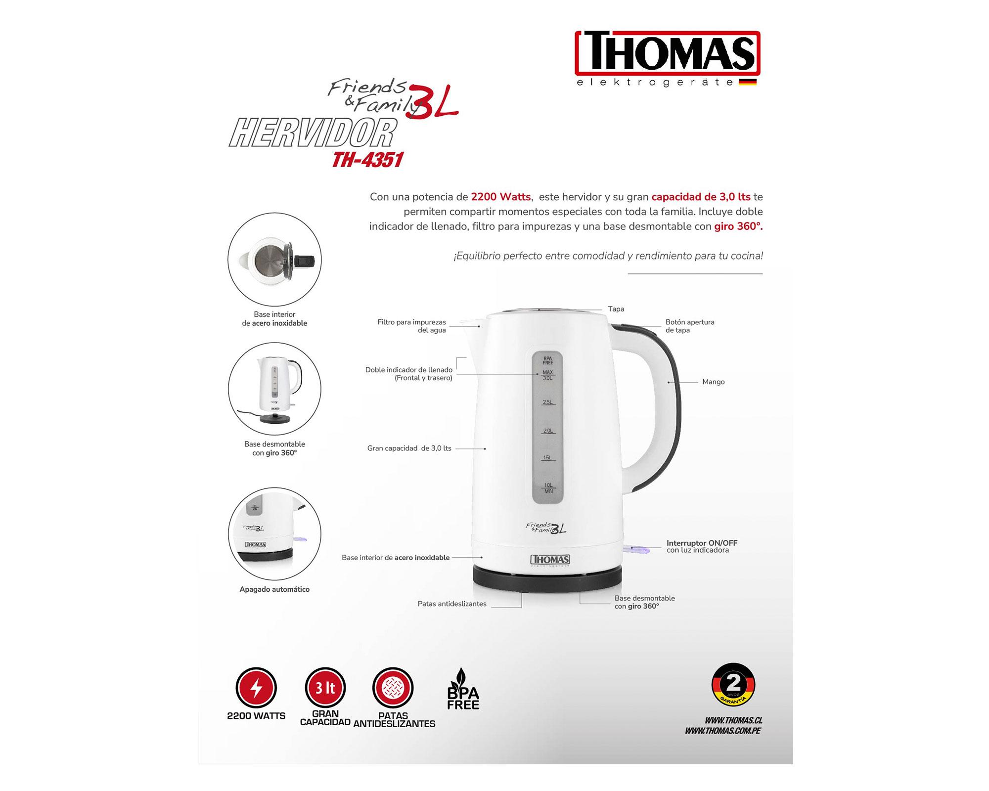 Hervidor family & friends TH-4351 blanco 3 lt-5