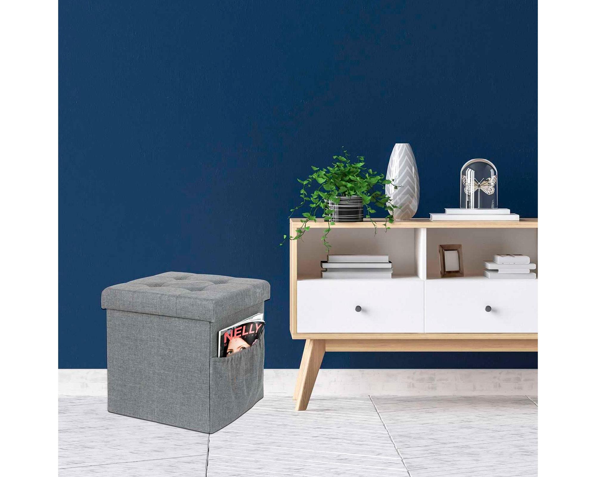 Pouf gris 38x38x38 cm-2