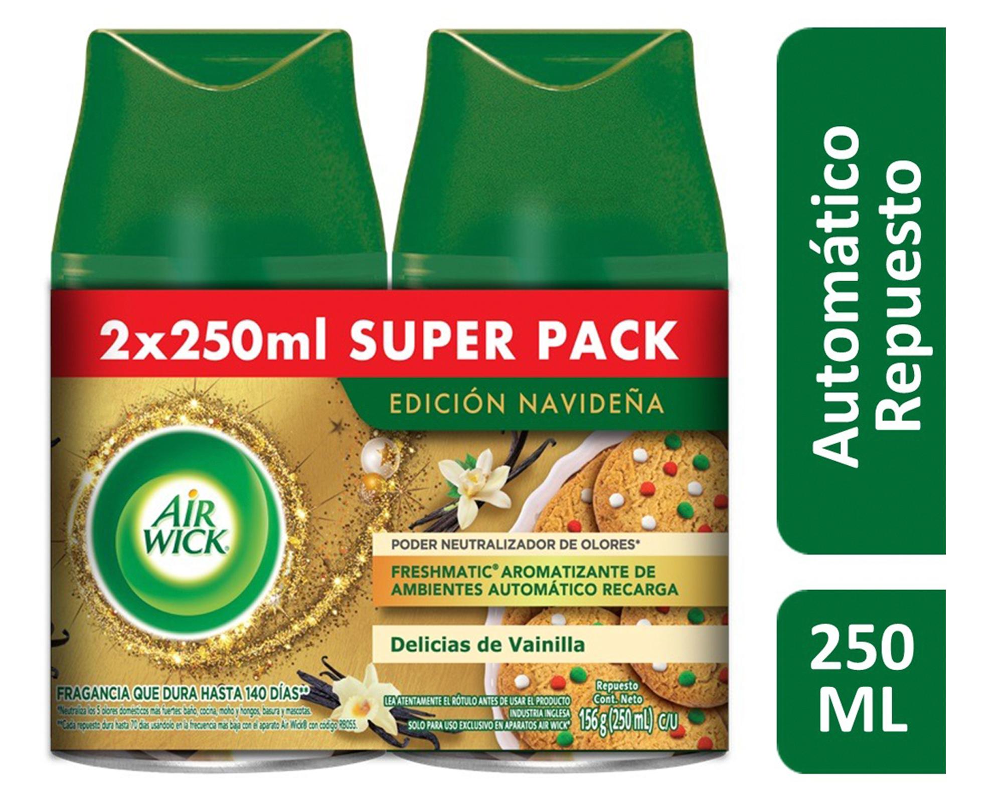Pack 2 Recarga desodorante ambiental Air Wick Vainilla Navidad Freshmatic 500 ml-0