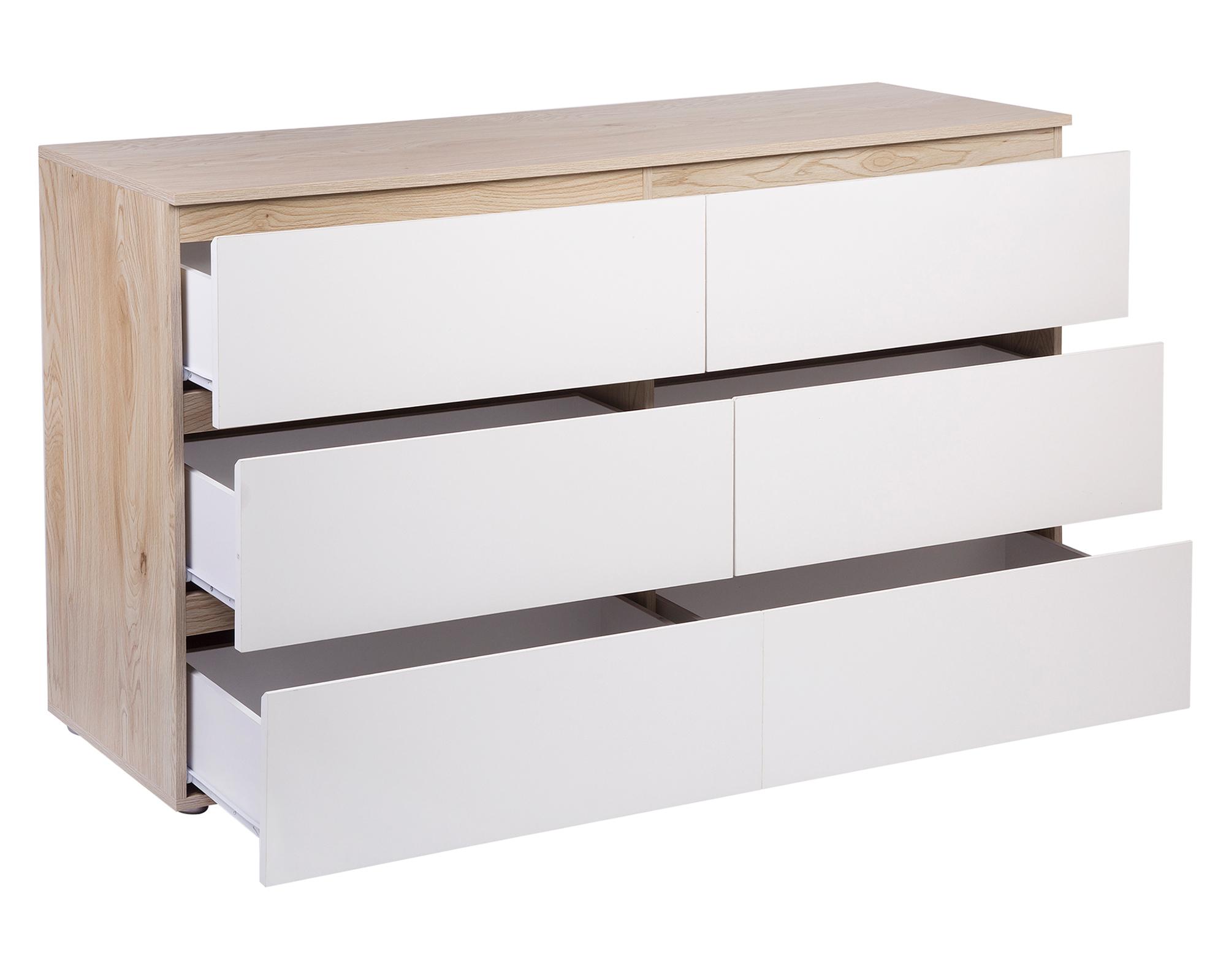 Cómoda Mallorca 6 cajones madera/blanco-2
