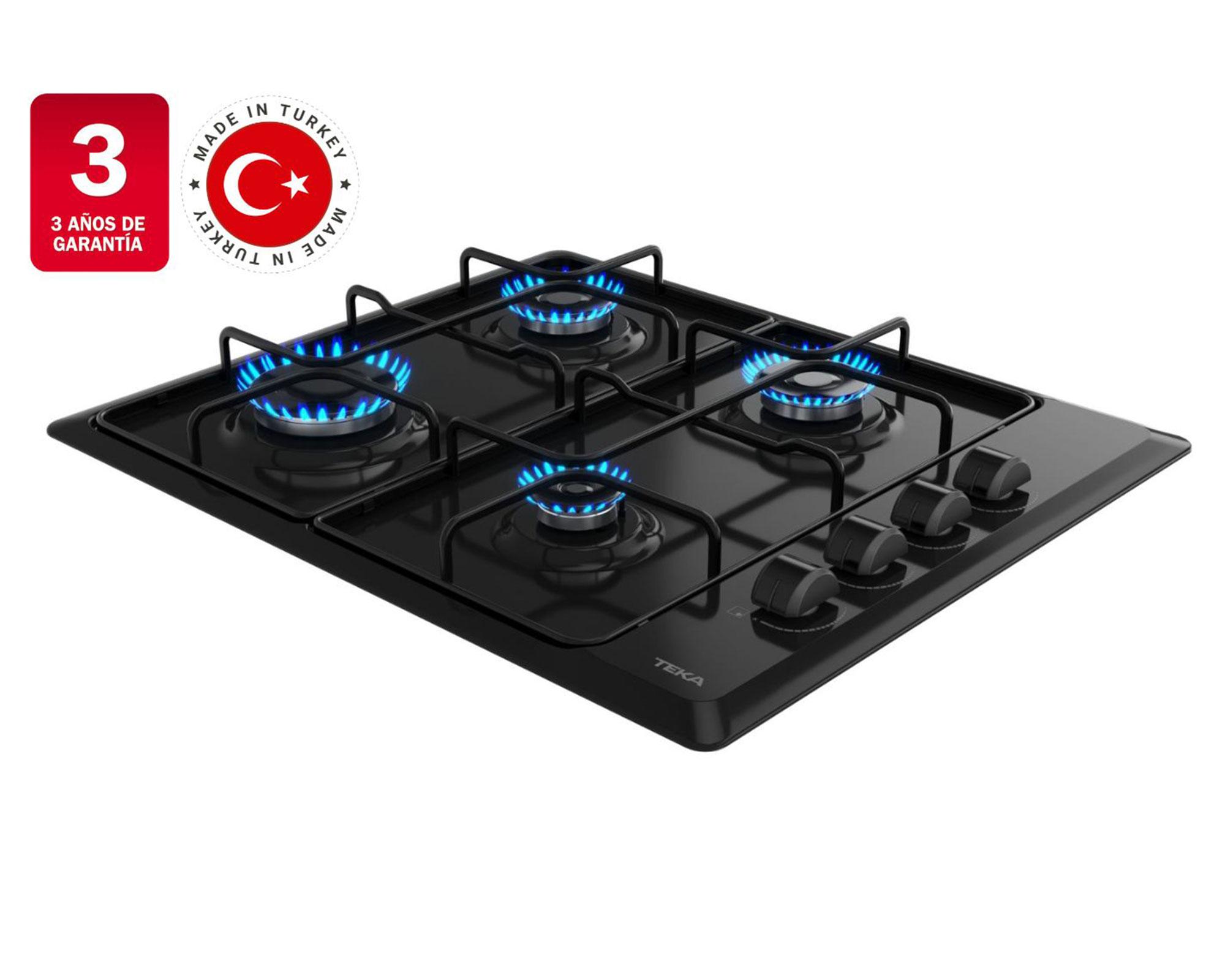 Encimera gas HLX 640 BLACK negro 4 quemadores-2
