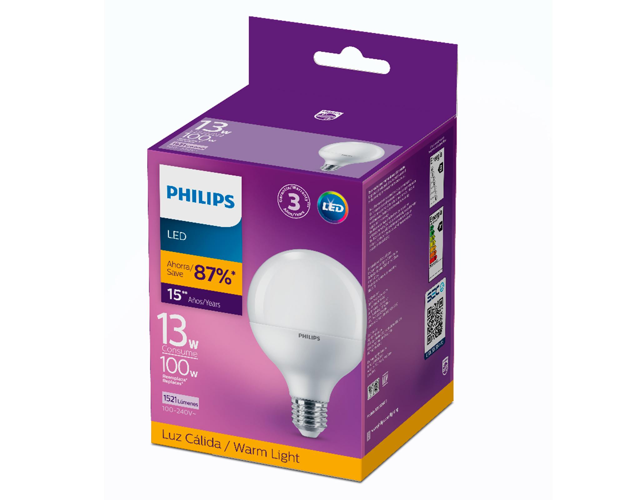 Ampolleta Globo G30 LED 13 W E27 luz cálida-1