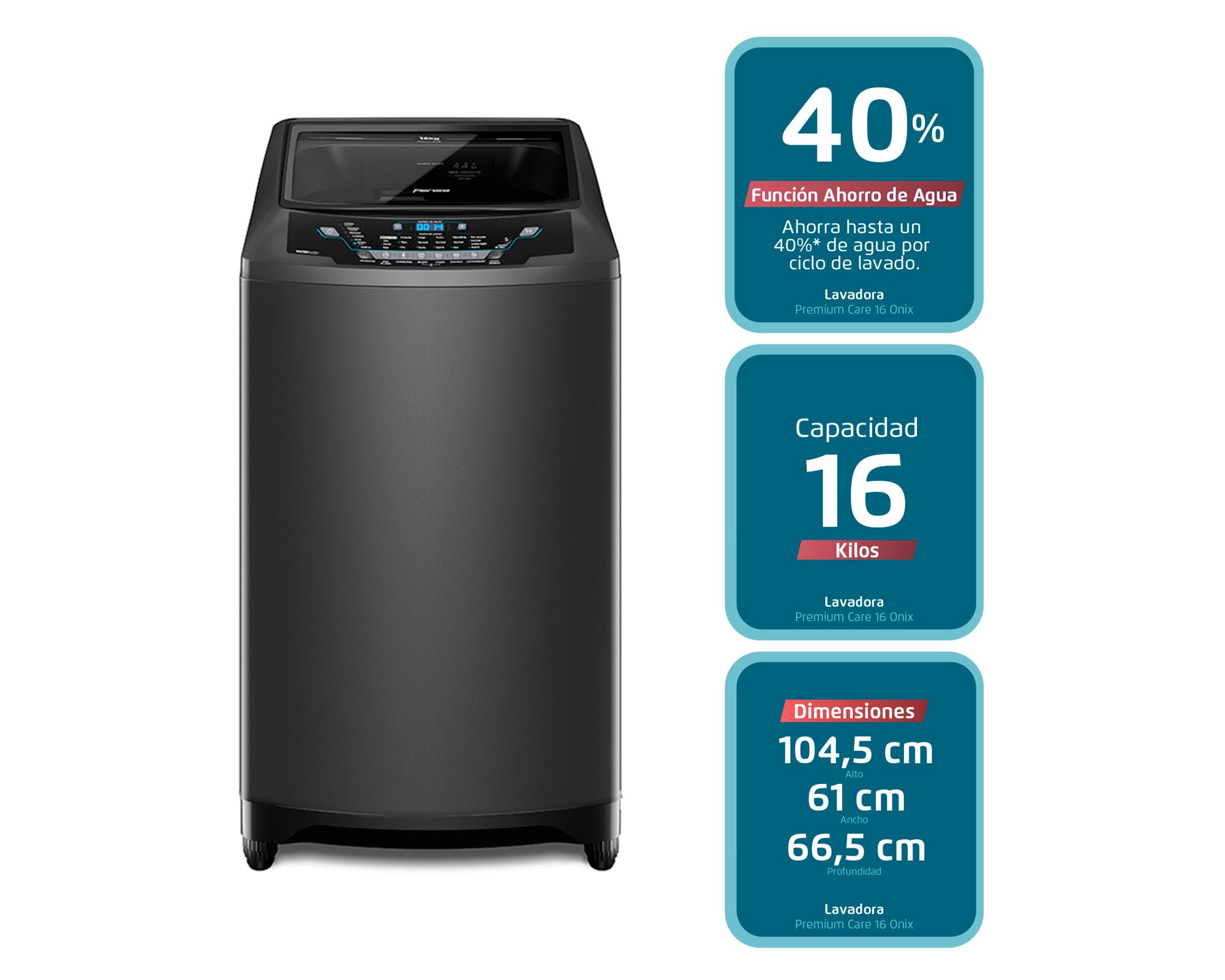 Lavadora Premium Care 16 Onix superior 16 kg gris-2