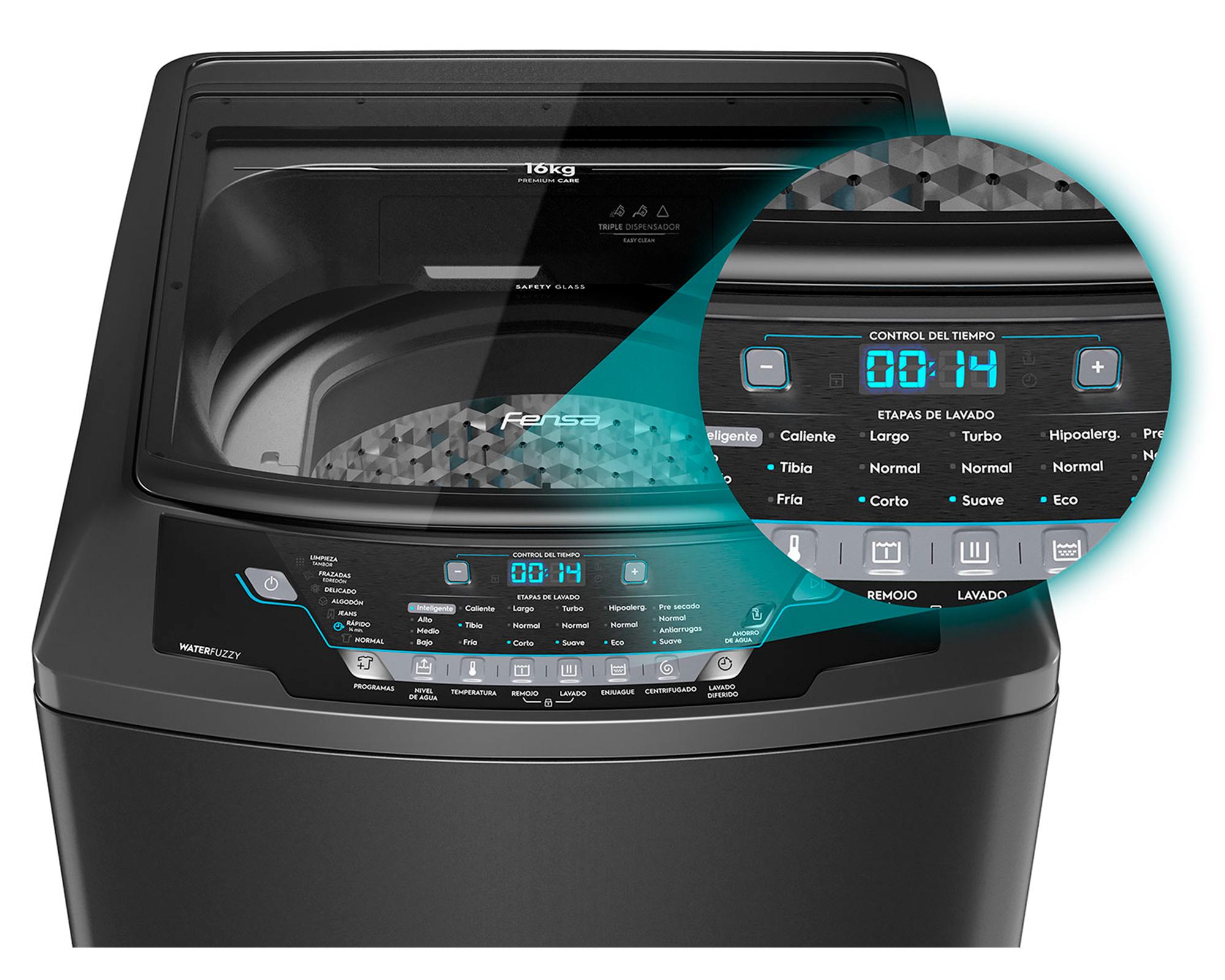 Lavadora Premium Care 16 Onix superior 16 kg gris-1