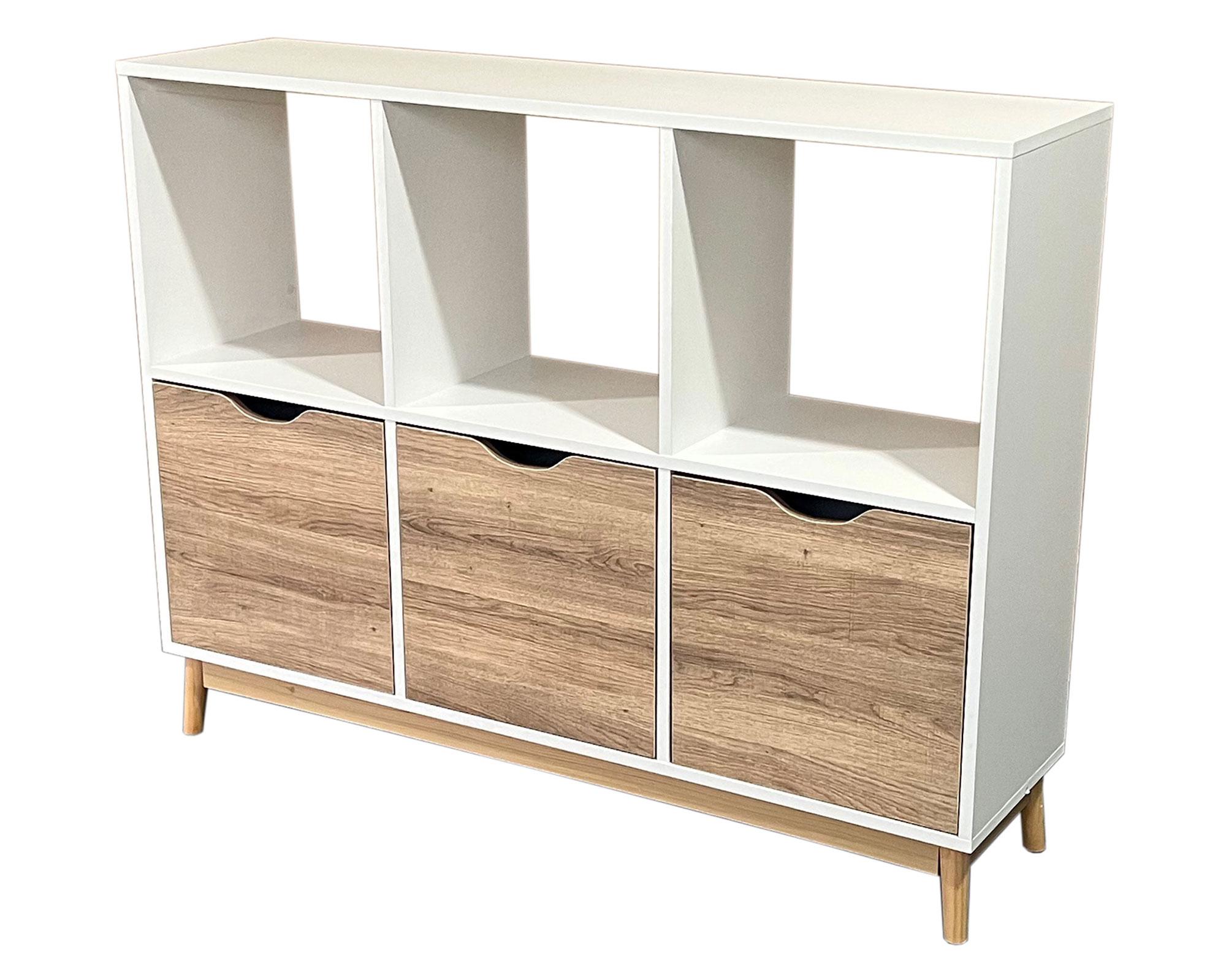 Estante organizador Florencia blanco/natural 88.5x114x30 cm-0