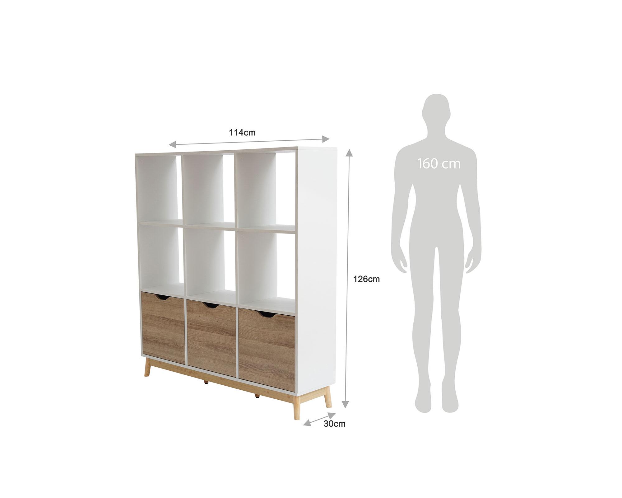 Estante organizador Florencia blanco/natural 126x114x30 cm-6