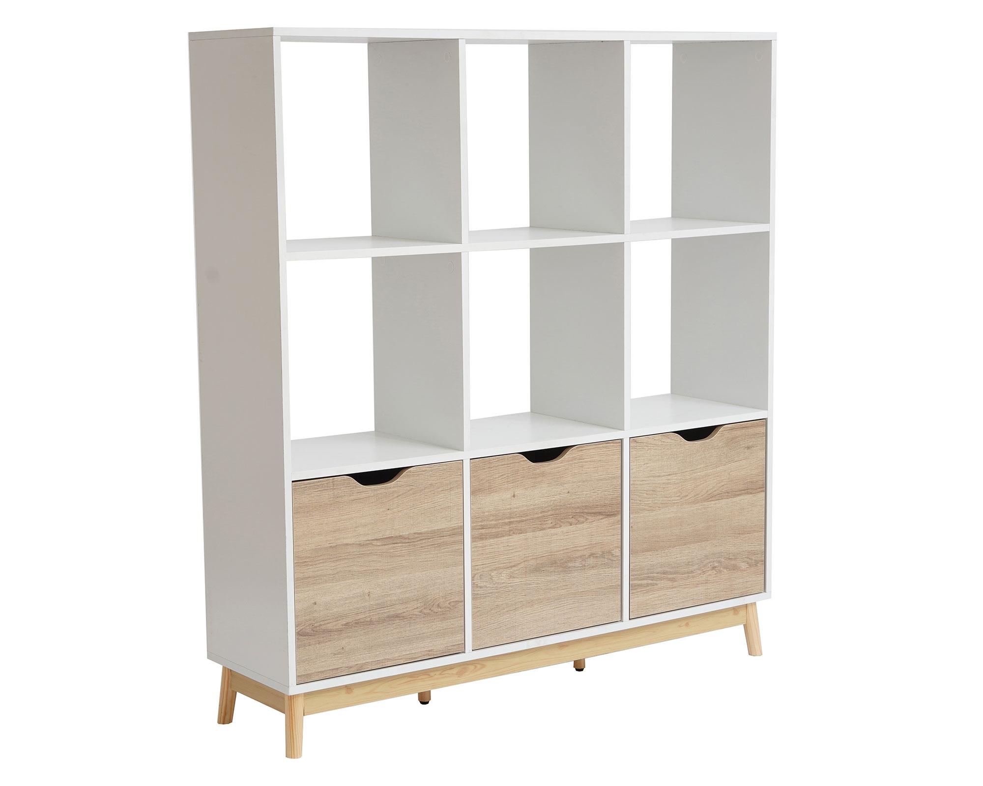 Estante organizador Florencia blanco/natural 126x114x30 cm-2