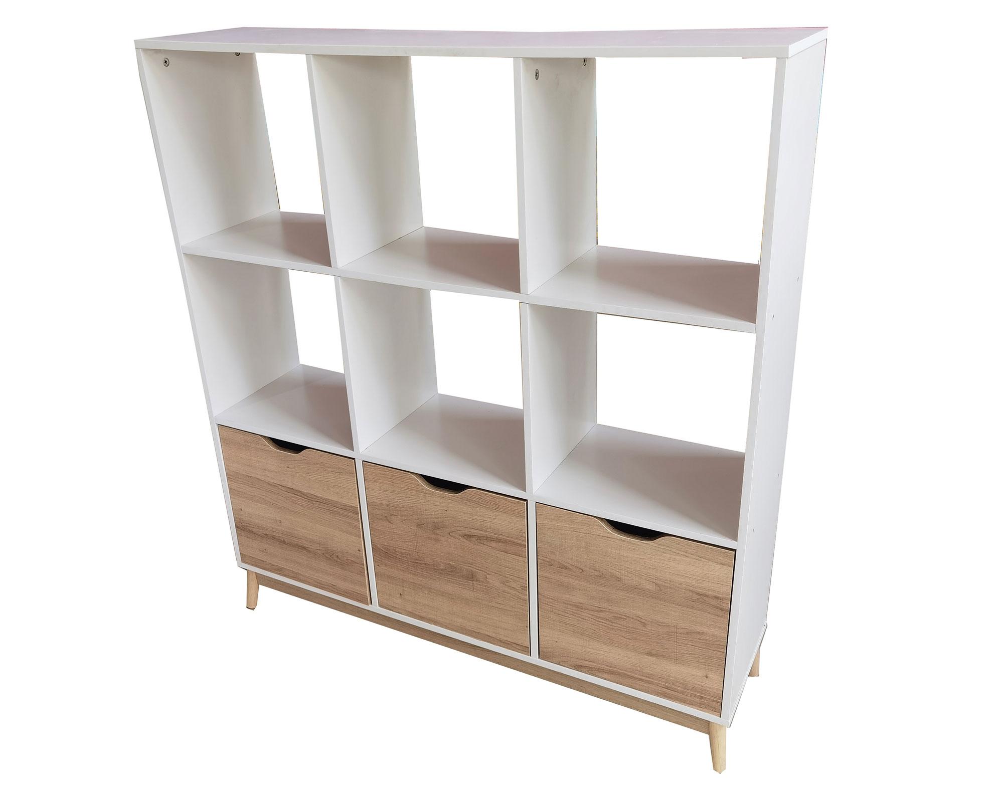Estante organizador Florencia blanco/natural 126x114x30 cm-3