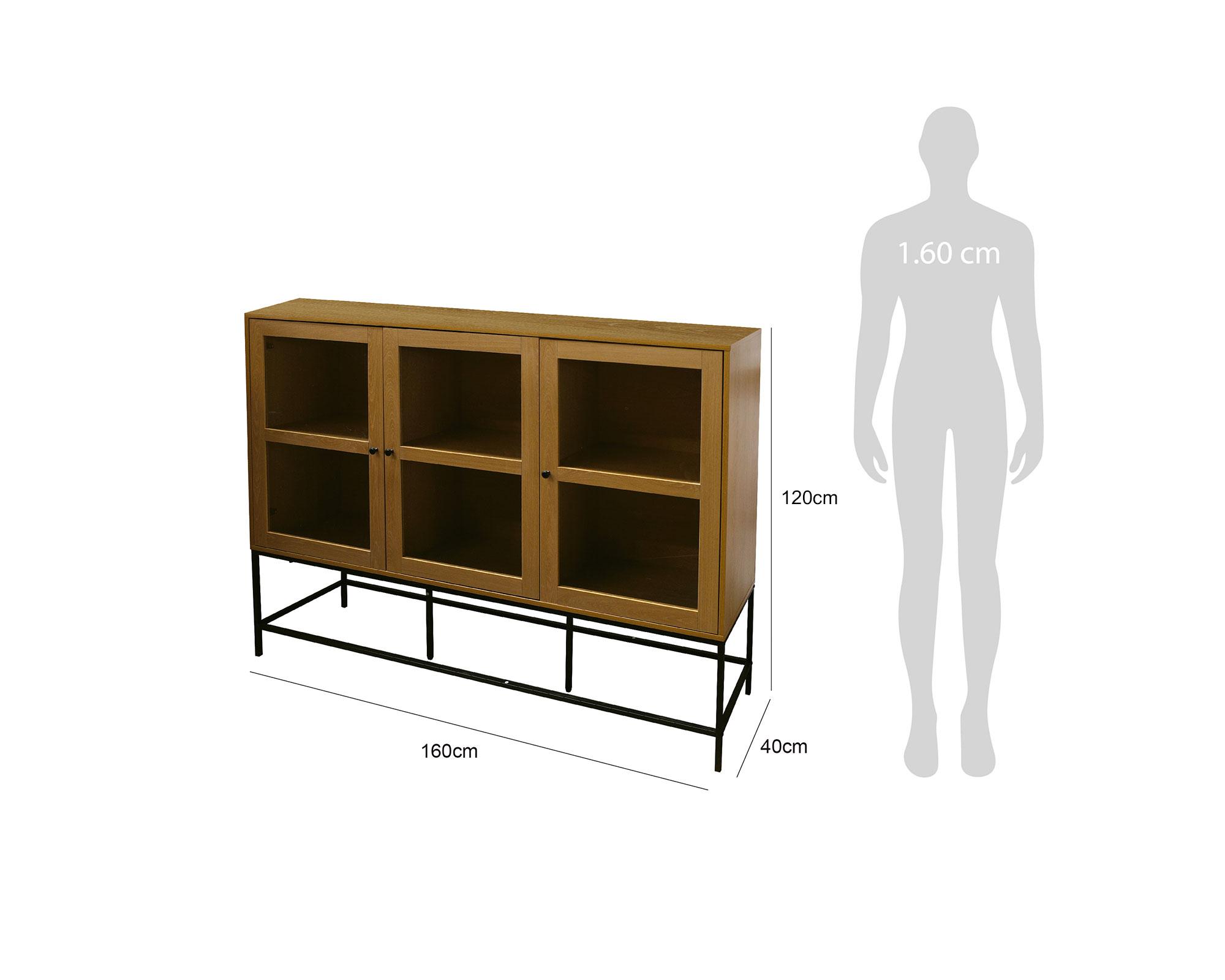 Buffet alto natural/negro120x160x40 cm-2