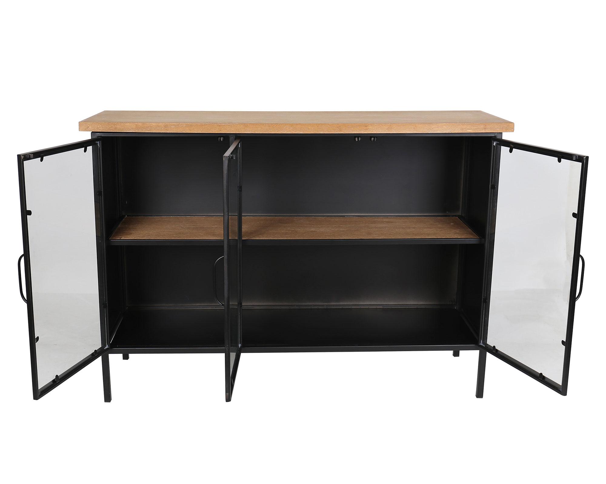 Buffet Pandi negro/natural 80x115x35 cm-3